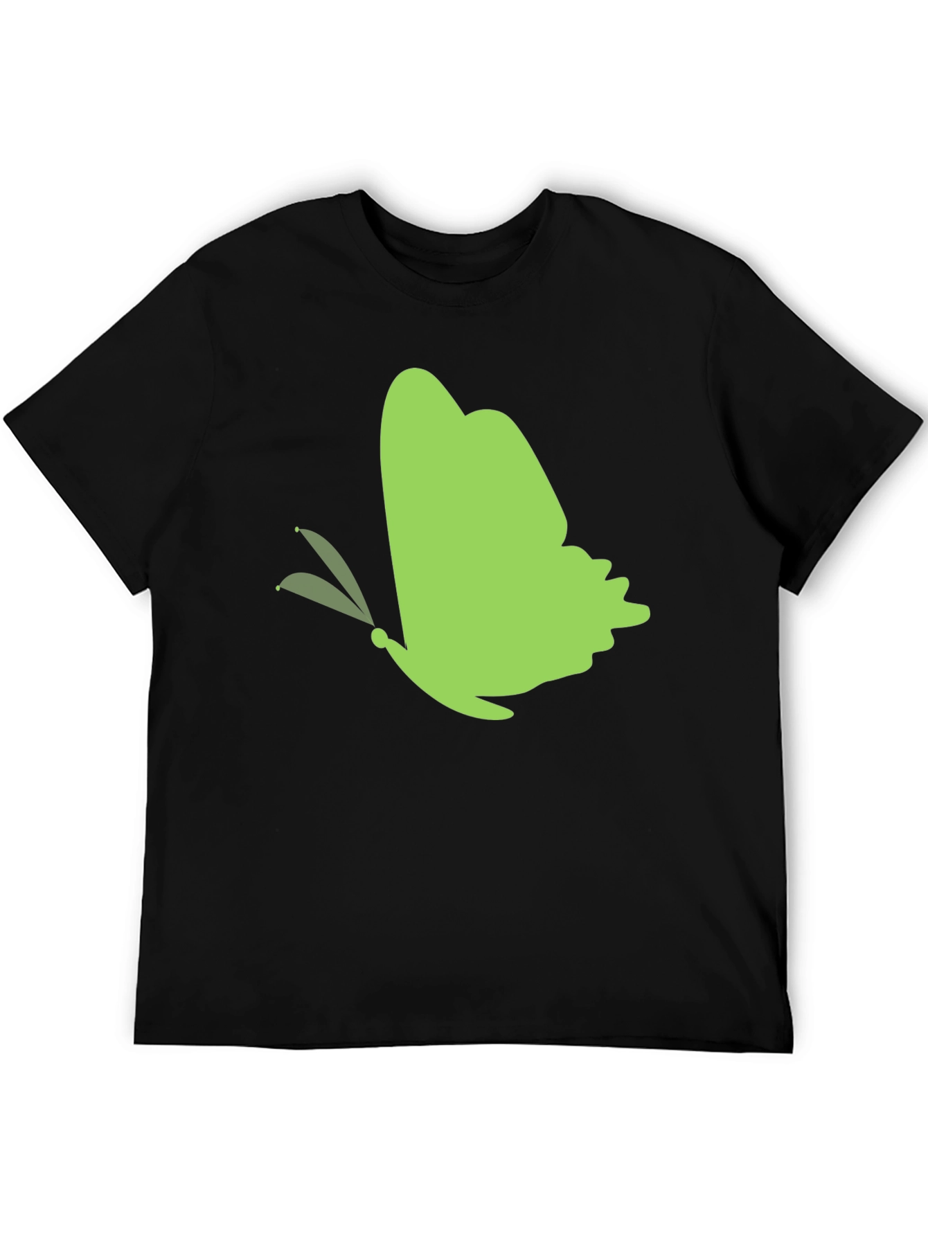 Green Butterfly Black T-Shirt