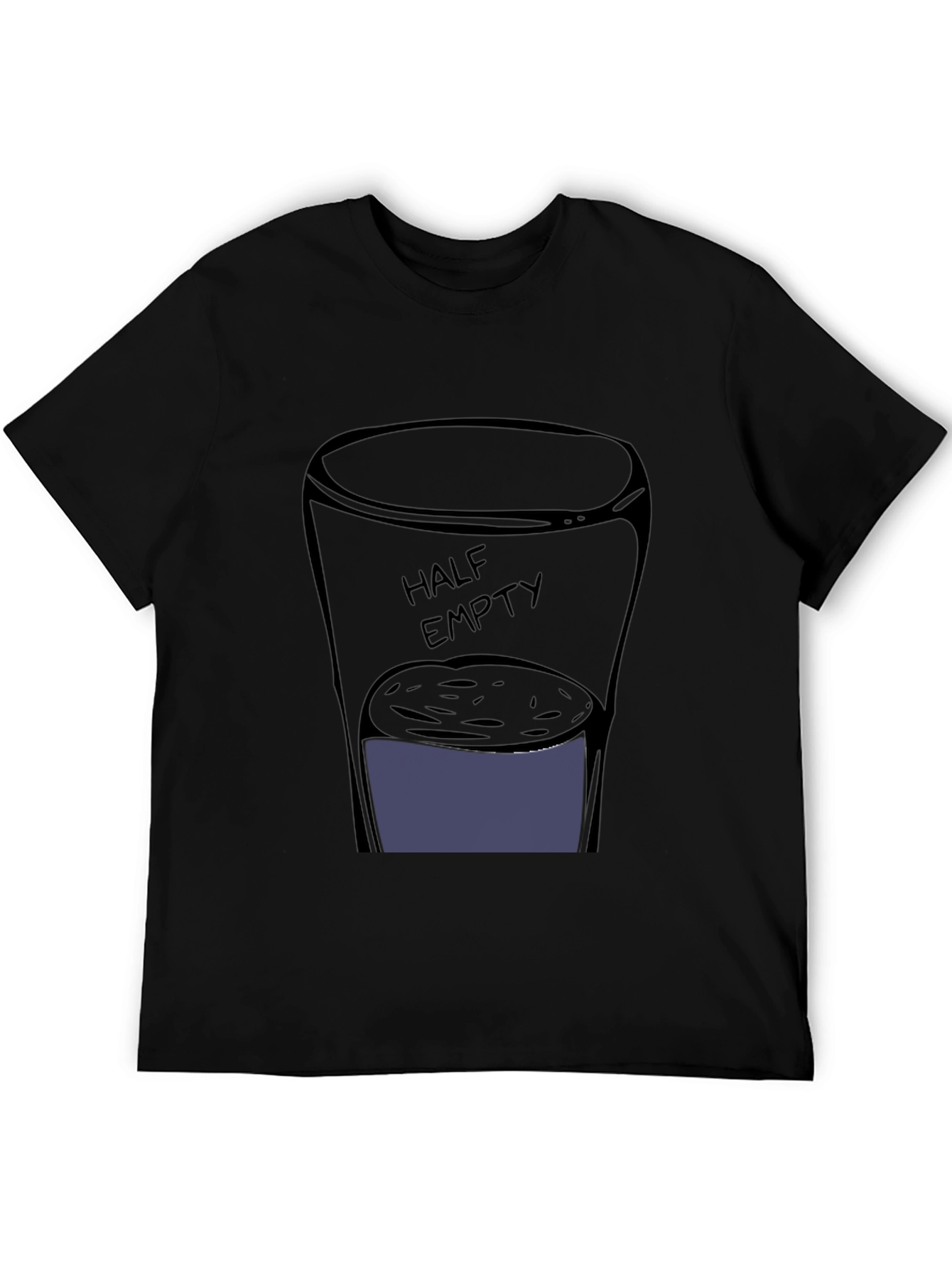 Half Empty Glass Graphic Black T-Shirt