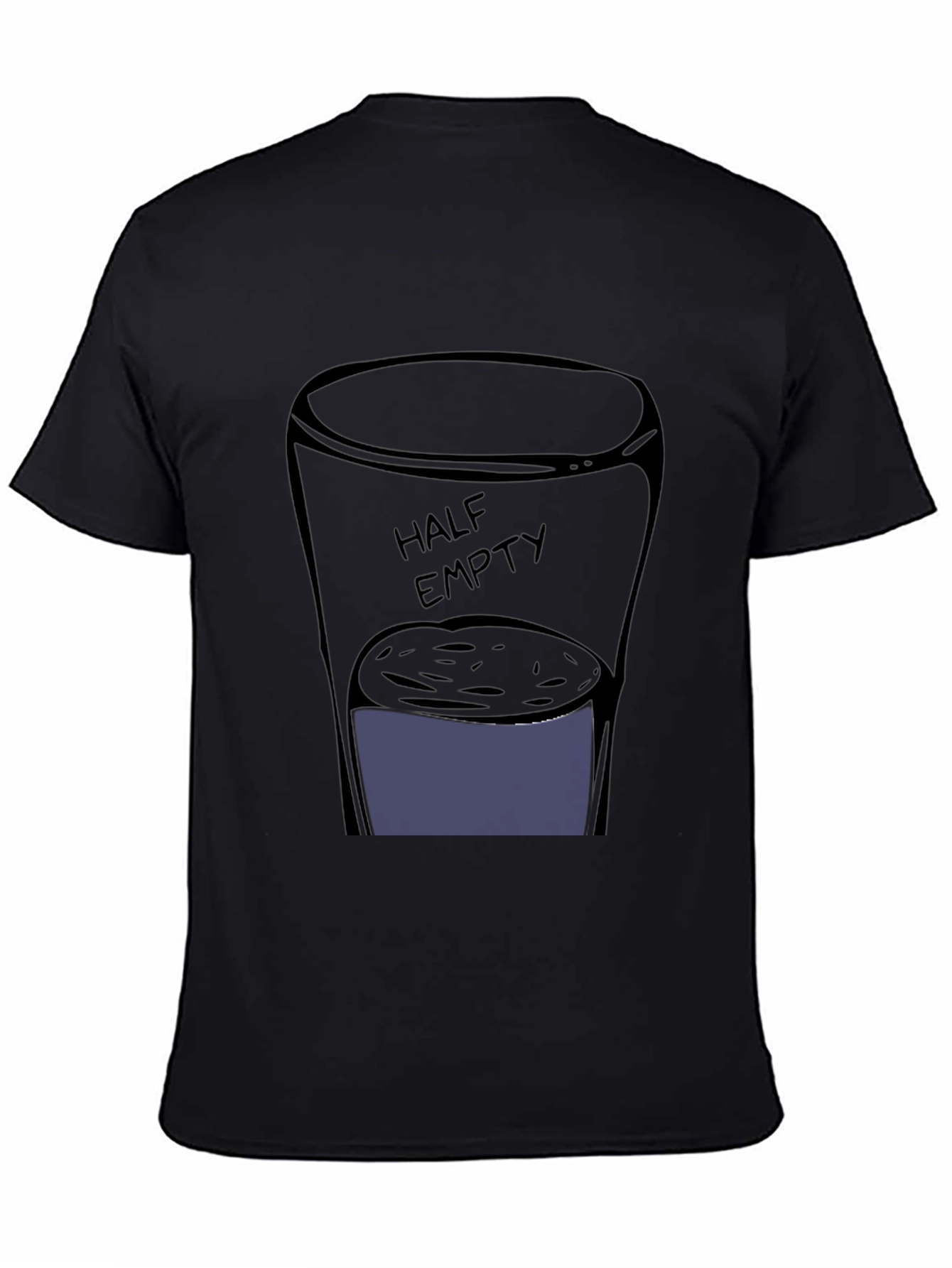 Half Empty Glass Graphic Black T-Shirt