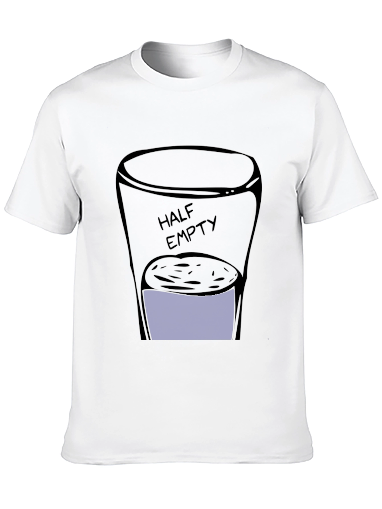 Half Empty Glass Graphic Black T-Shirt