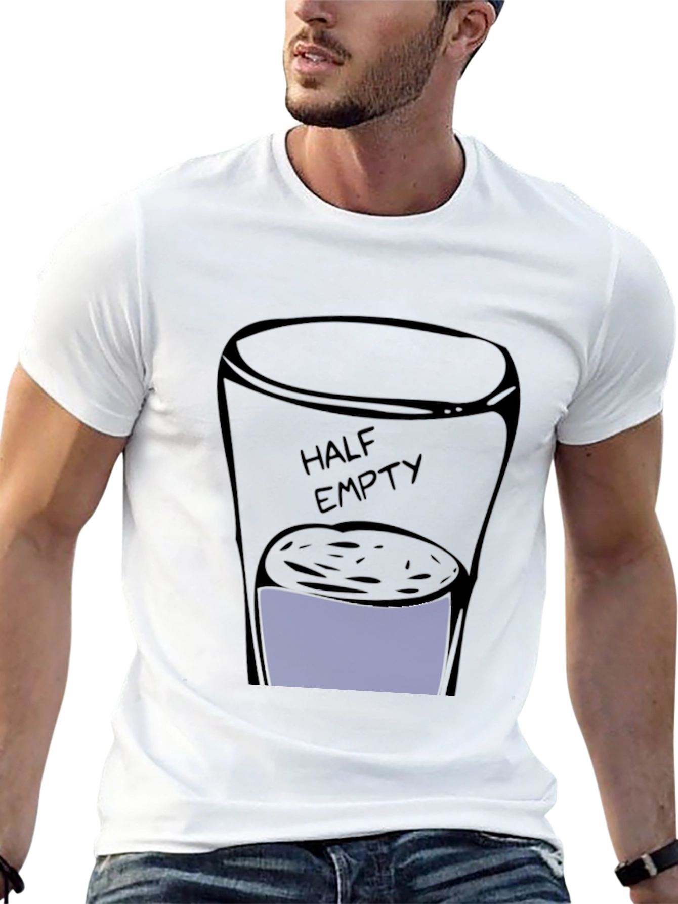 Half Empty Glass Graphic Black T-Shirt