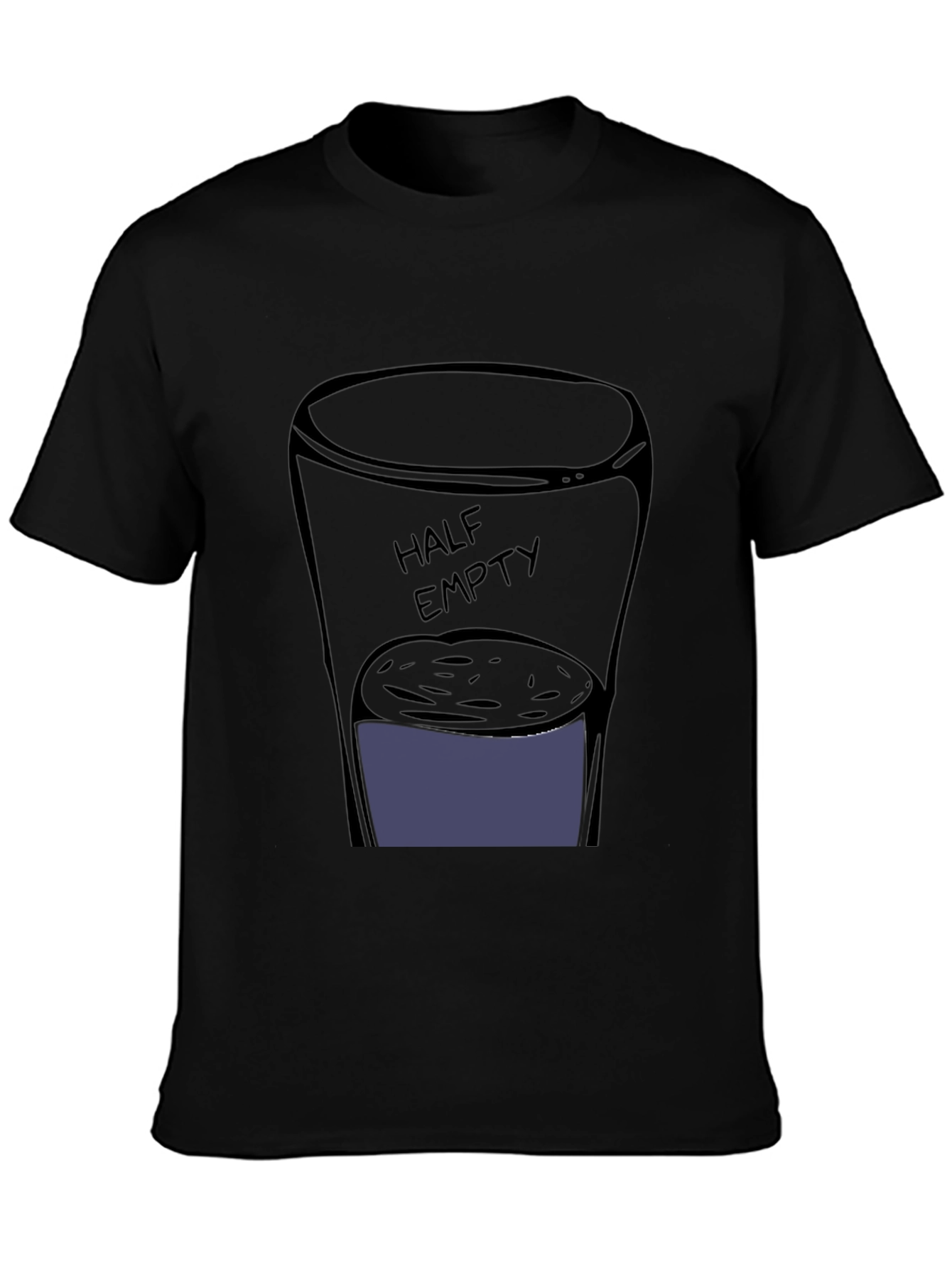 Half Empty Glass Graphic Black T-Shirt