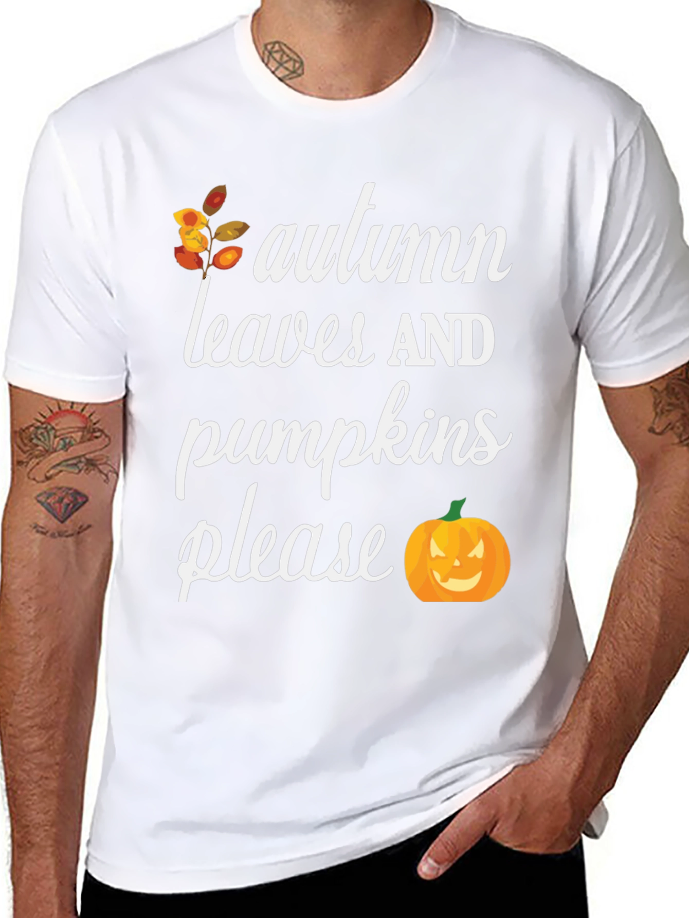Autumn Leaves & Pumpkins Please T-Shirt