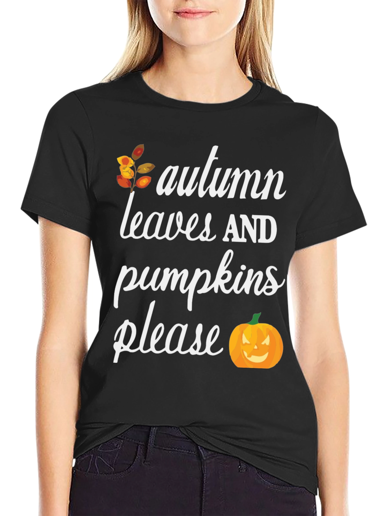 Autumn Leaves & Pumpkins Please T-Shirt
