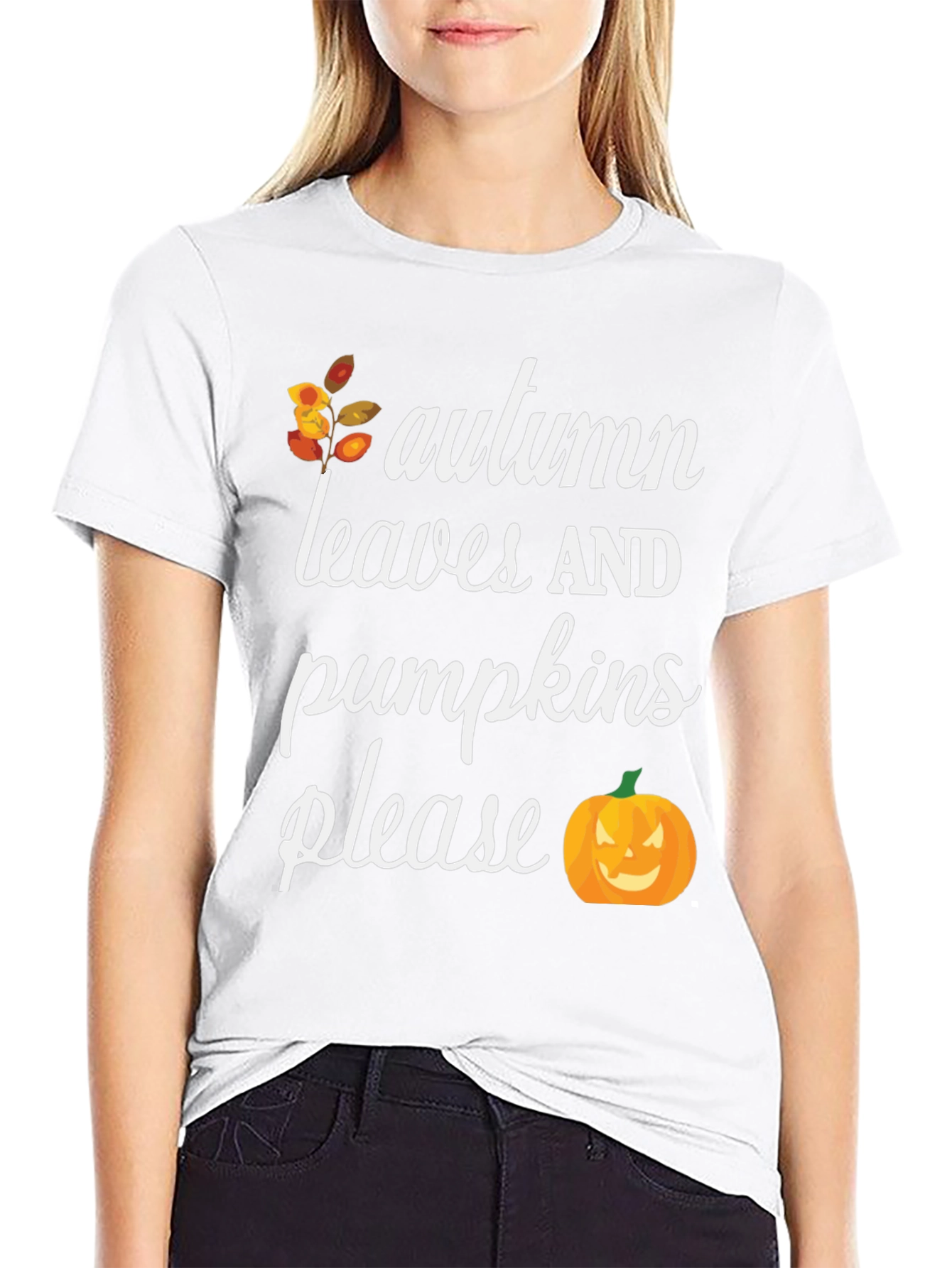 Autumn Leaves & Pumpkins Please T-Shirt