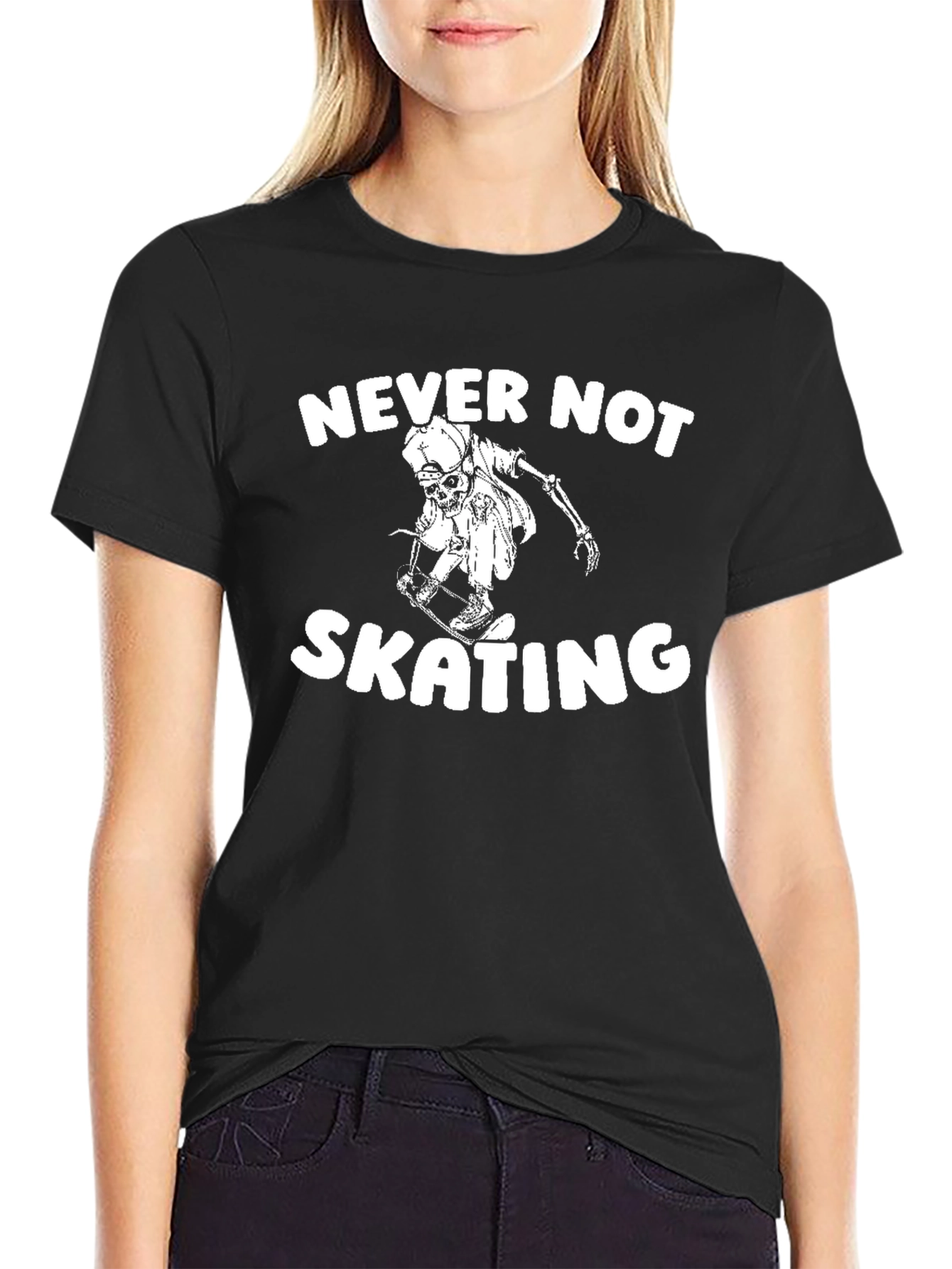 Never Not Skating Skeleton Black T-Shirt