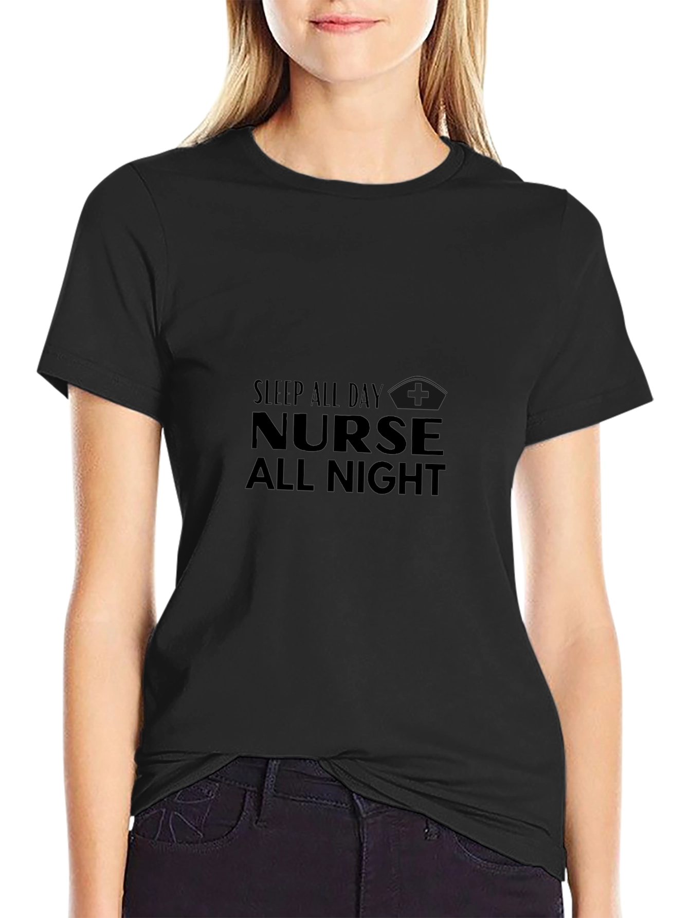 Nurse All Night Black Tee