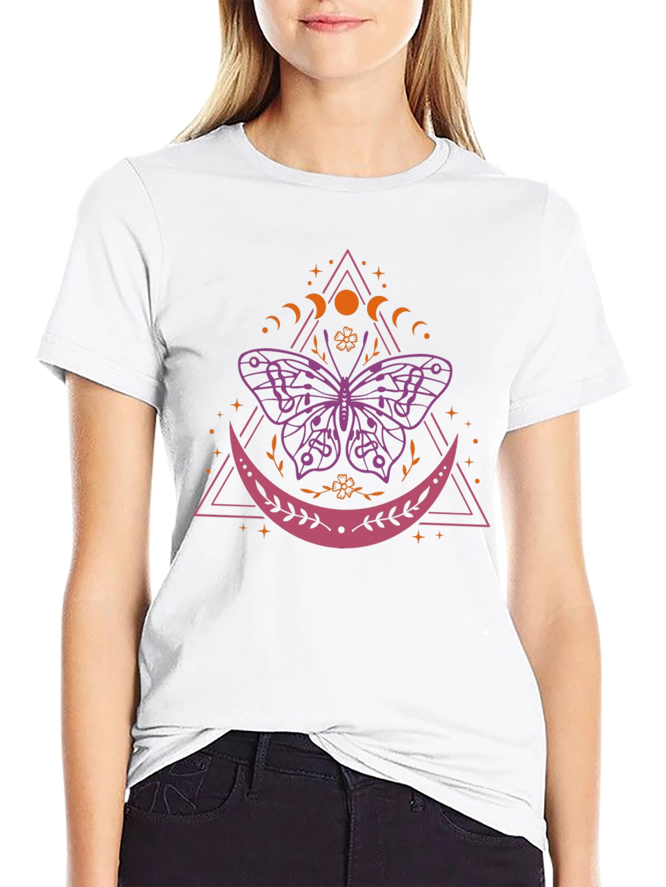 Mystic Butterfly Graphic Tee - Stylish Black Cotton T-Shirt