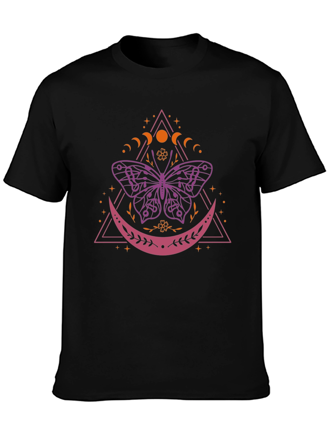 Mystic Butterfly Graphic Tee - Stylish Black Cotton T-Shirt