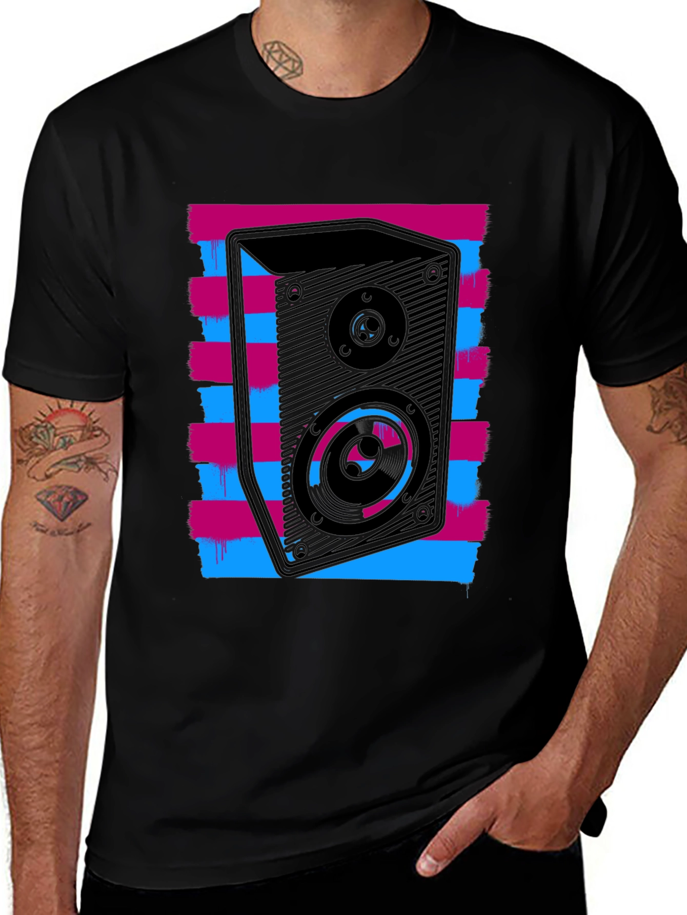 Retro Speaker Graphic T-Shirt - Bold Black Tee