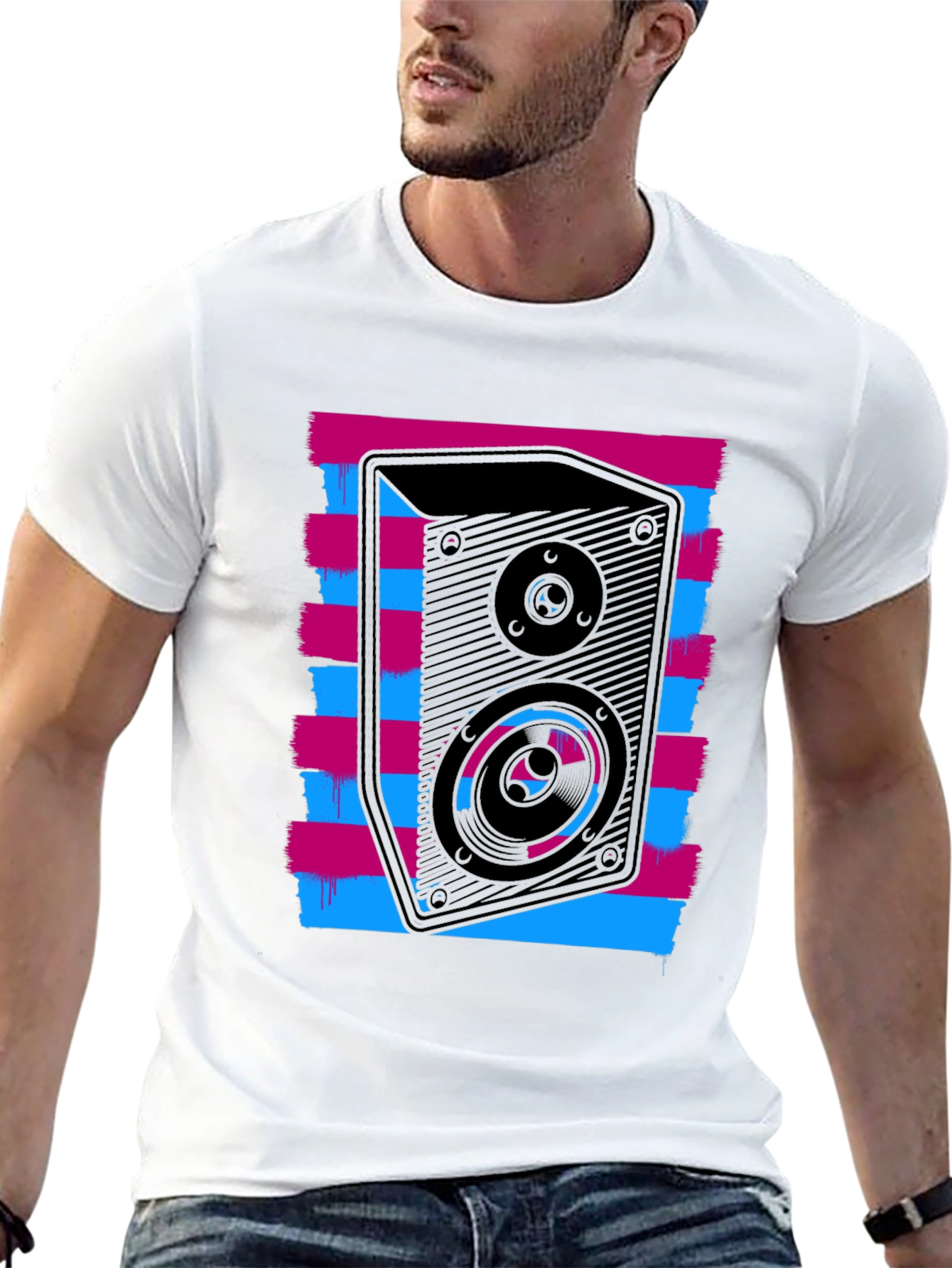 Retro Speaker Graphic T-Shirt - Bold Black Tee