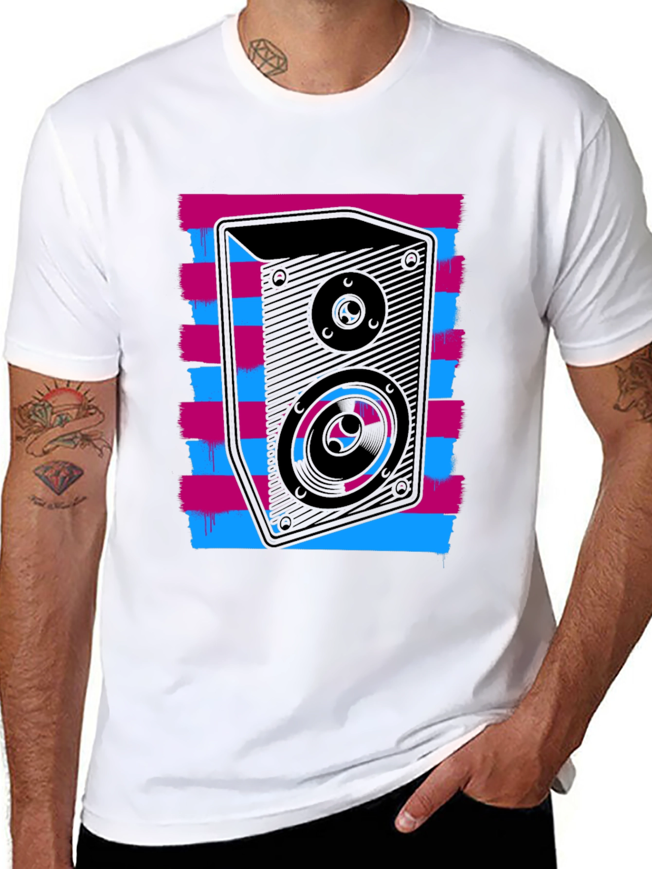 Retro Speaker Graphic T-Shirt - Bold Black Tee