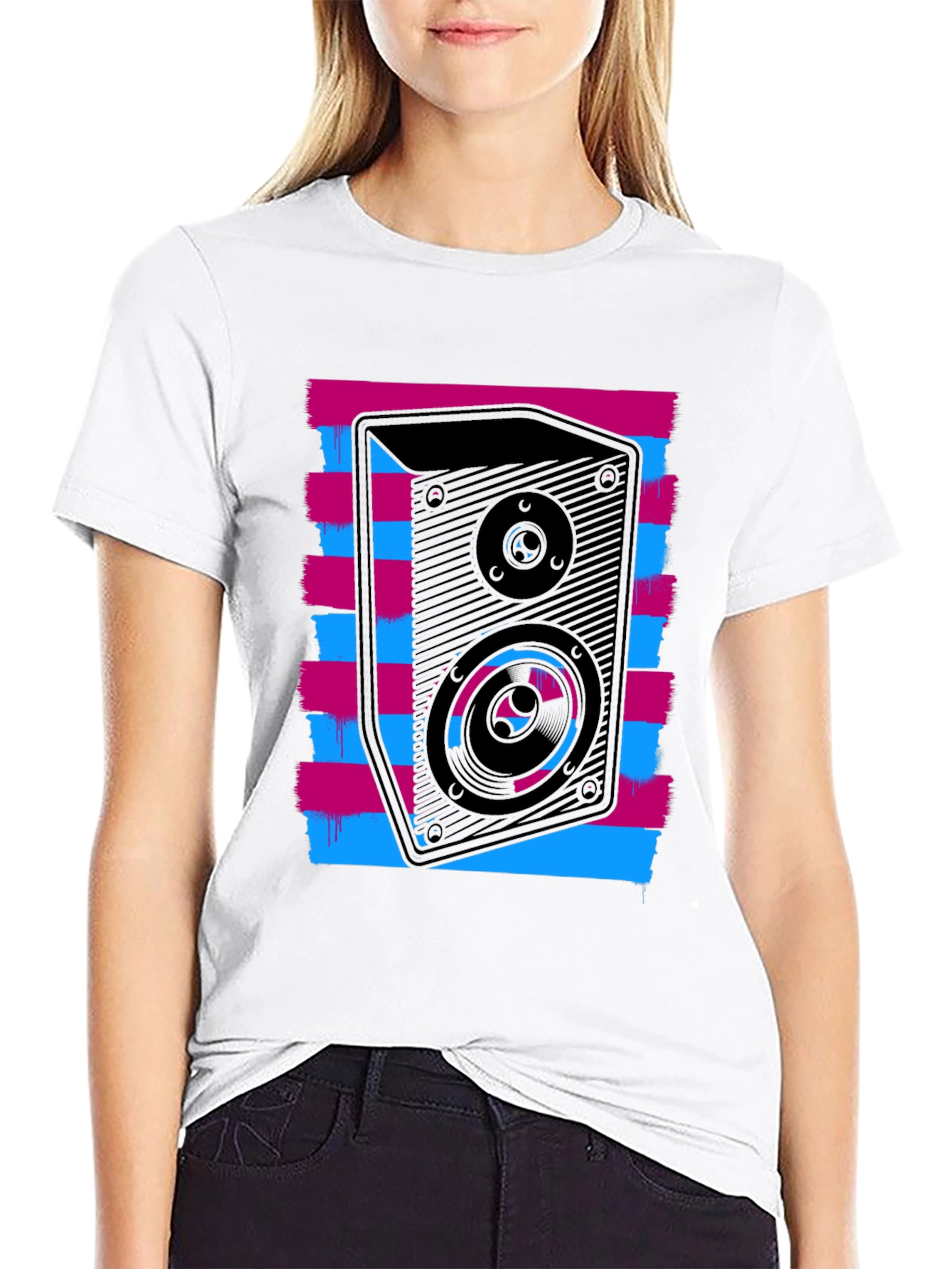 Retro Speaker Graphic T-Shirt - Bold Black Tee