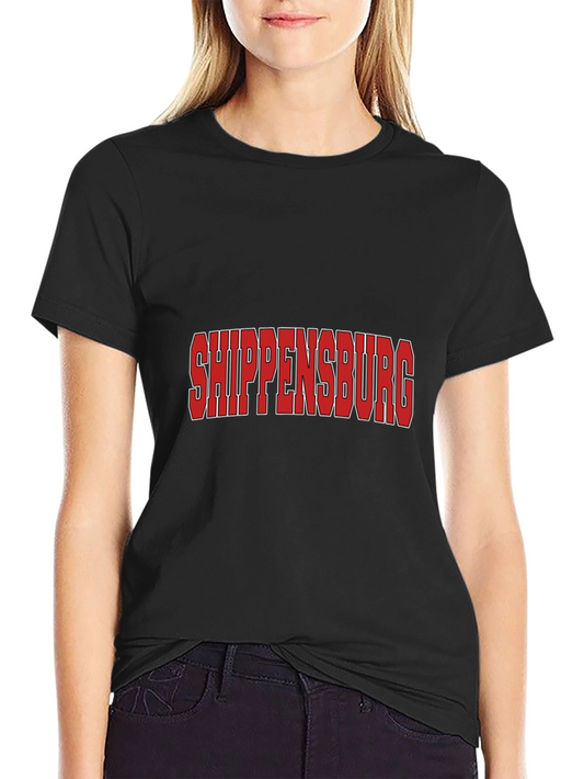Shippensburg T-Shirt - Bold Red Text Black Tee