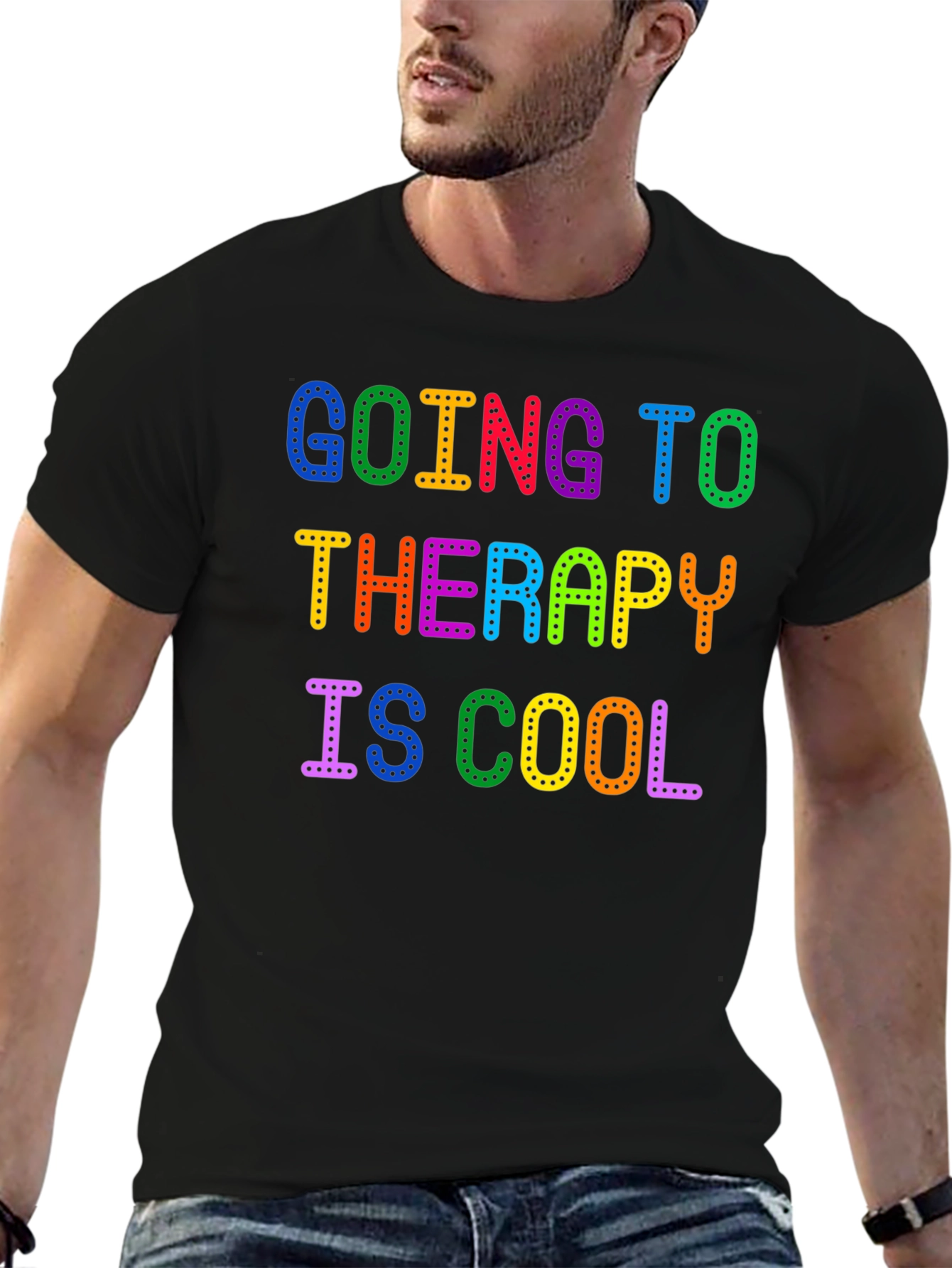Therapy is Cool Rainbow Text T-Shirt