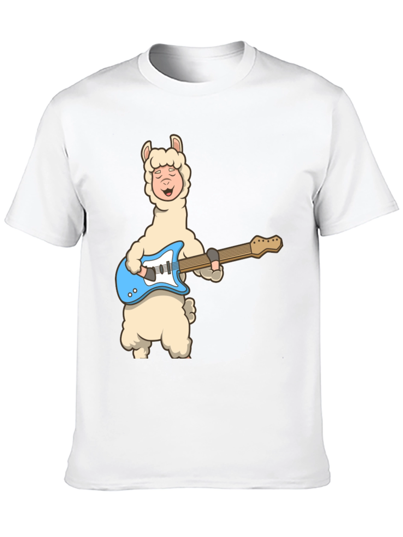 Llama Guitar Player Black T-Shirt