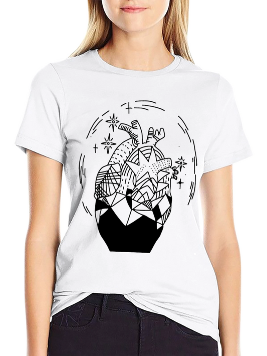 Geometric Heart Graphic Tee - Unisex Black T-Shirt