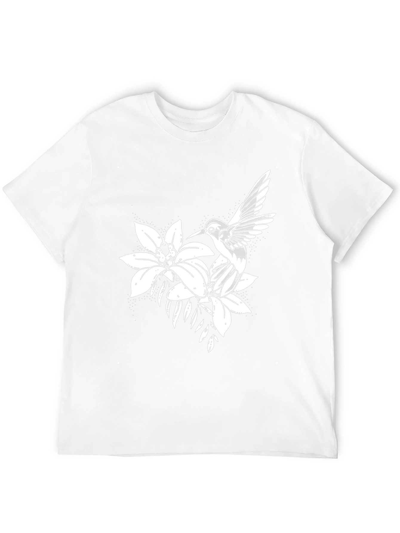Hummingbird and Flower Graphic Black Tee