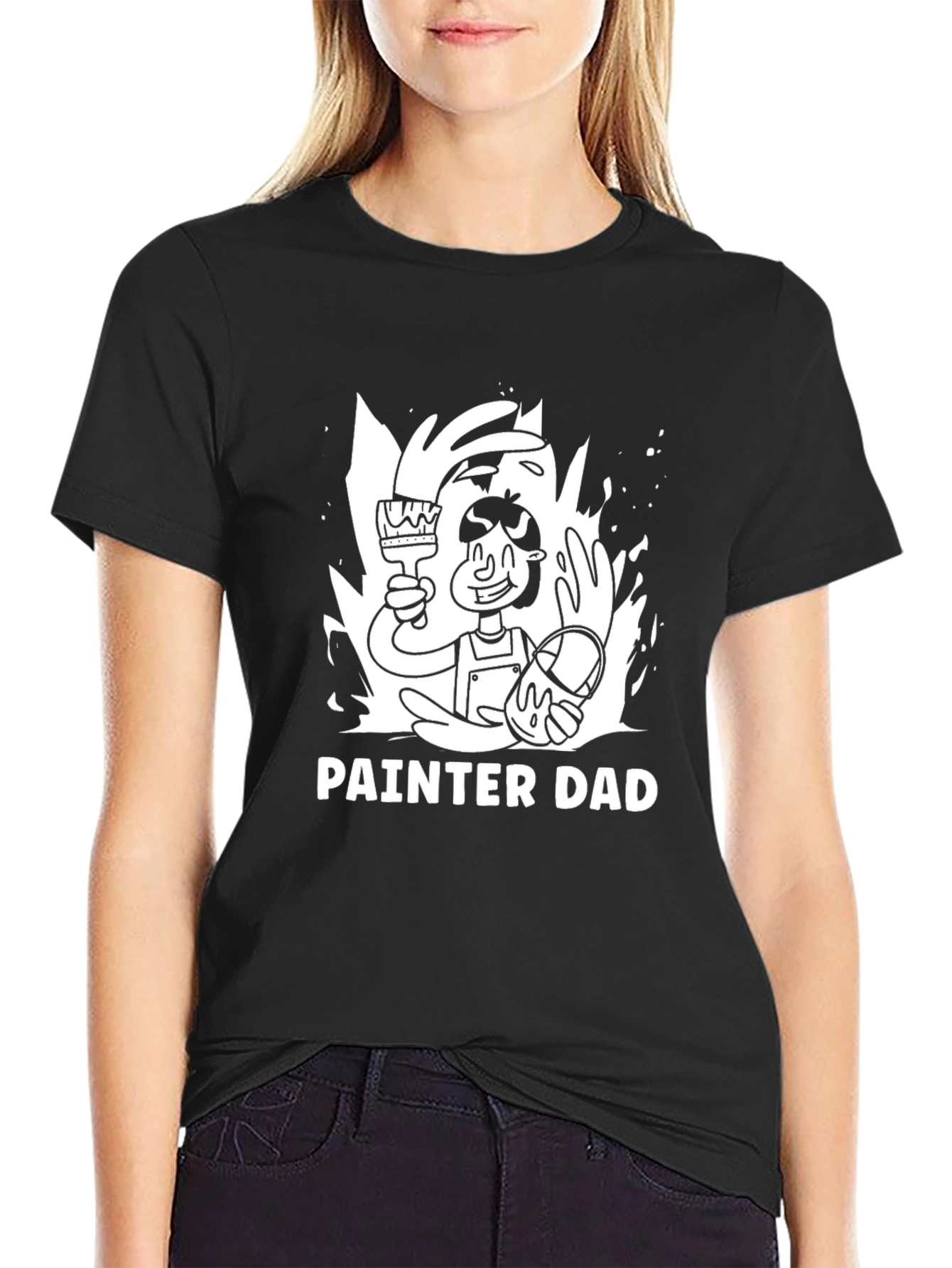 Painter Dad Graphic Tee - Black Cotton T-Shirt
