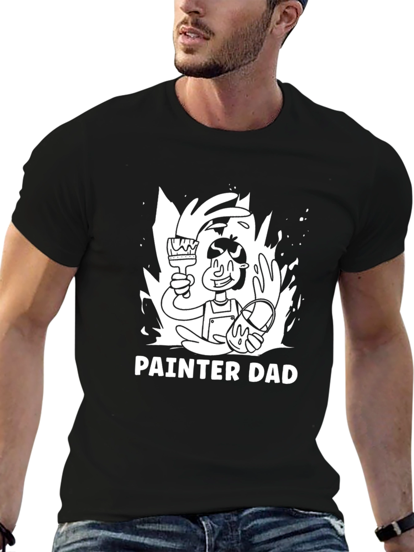 Painter Dad Graphic Tee - Black Cotton T-Shirt