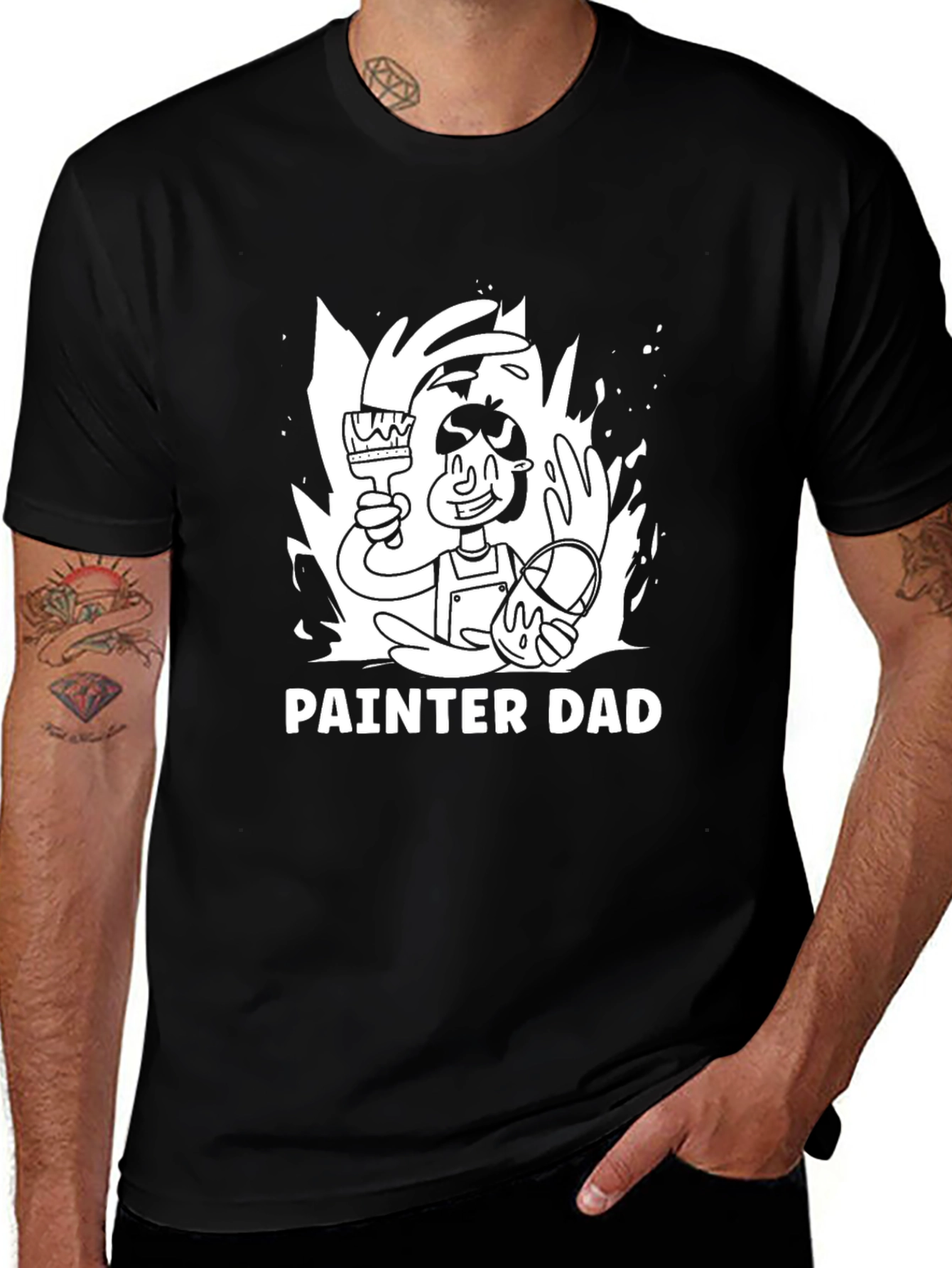 Painter Dad Graphic Tee - Black Cotton T-Shirt