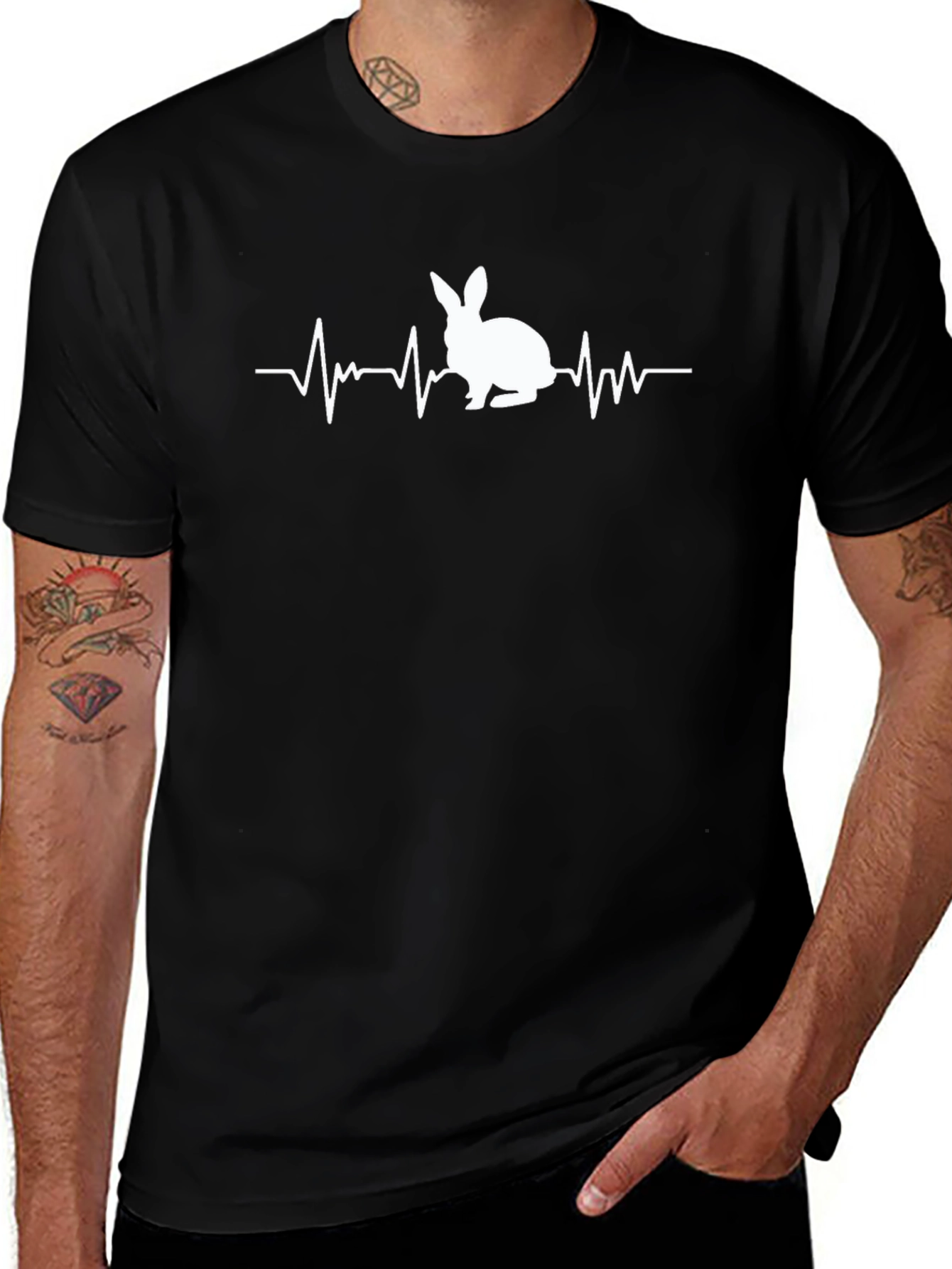 Bunny Heartbeat T-Shirt - Black