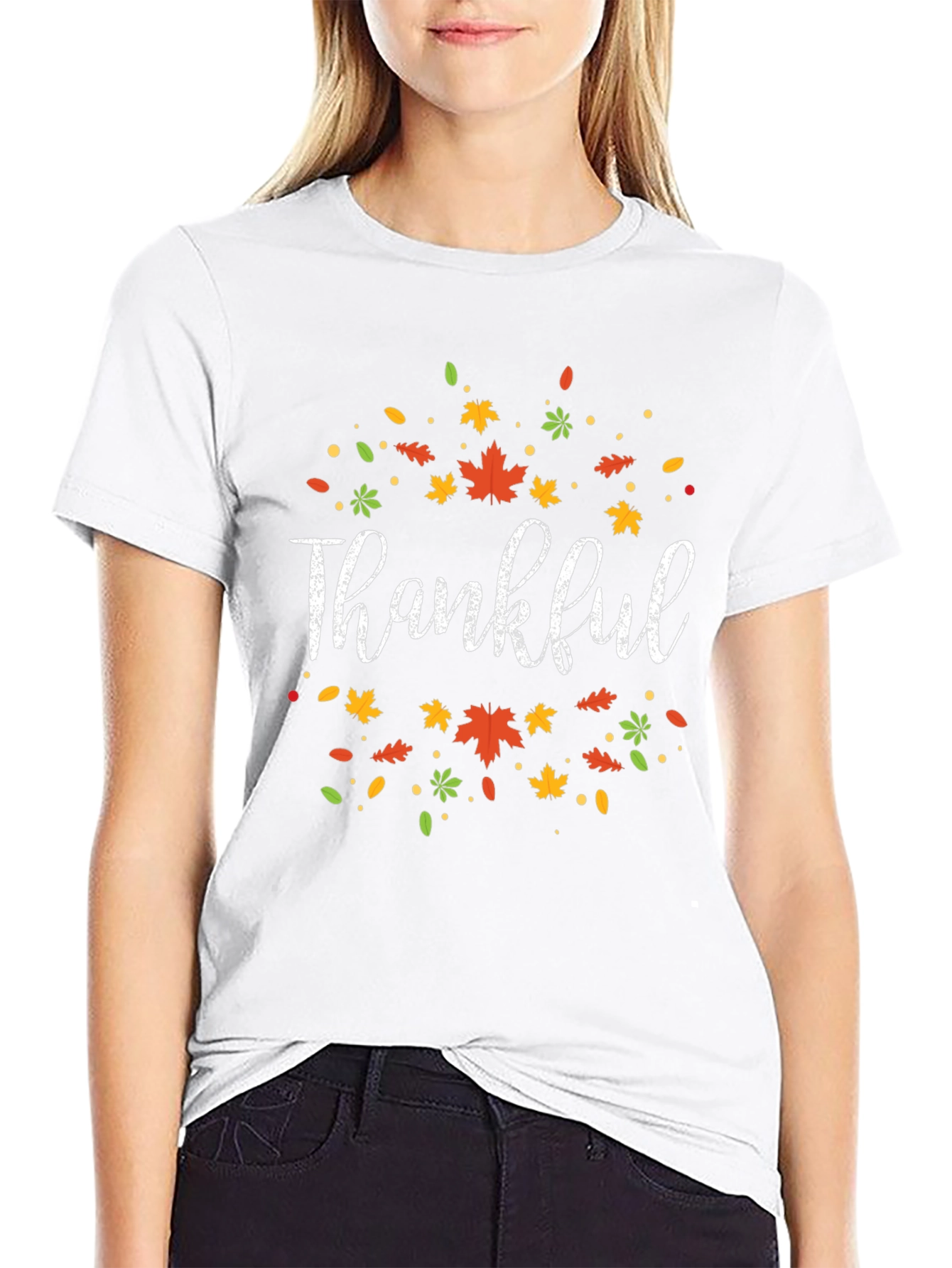 Thankful Fall Leaves Graphic Tee - Autumn Thanksgiving Shirt