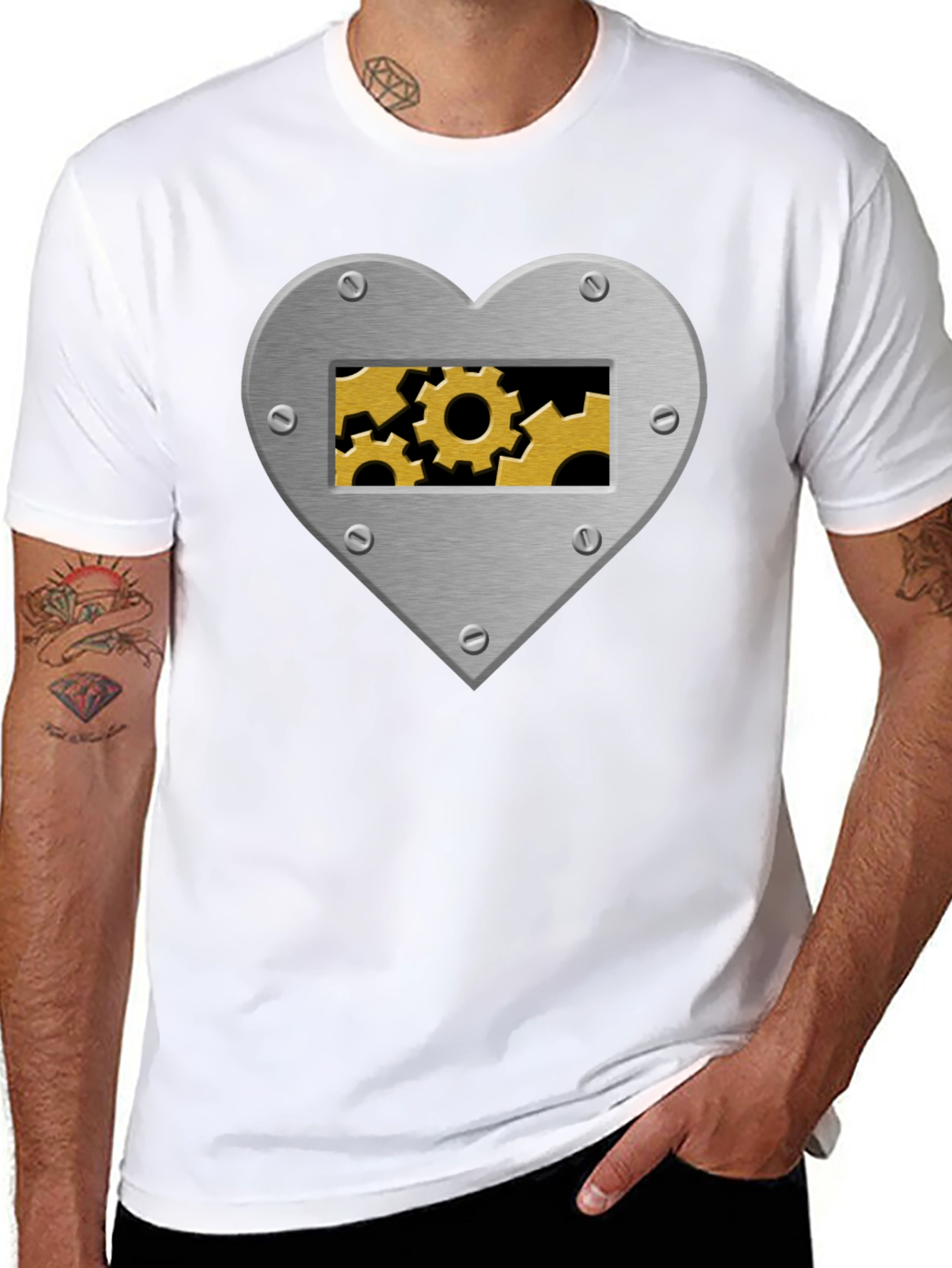 Steampunk Heart Gear T-Shirt - Black