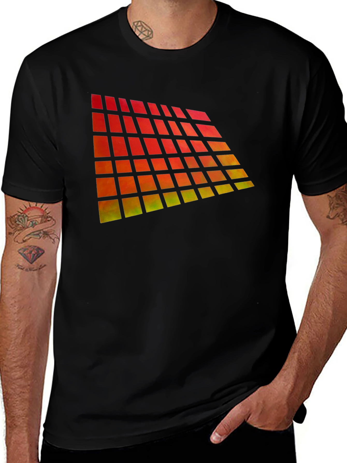Geometric Gradient Black T-Shirt