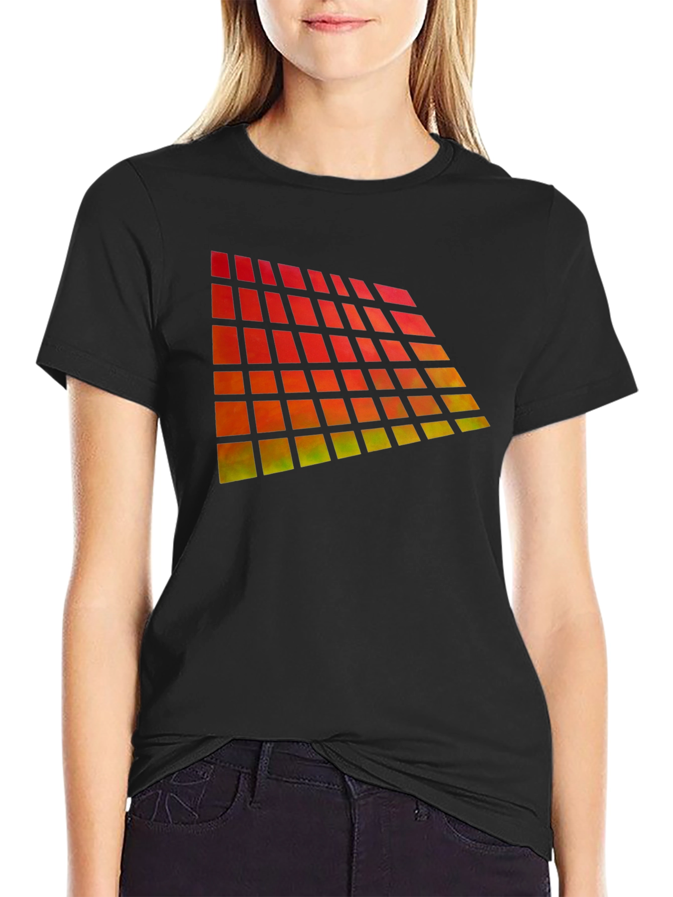 Geometric Gradient Black T-Shirt
