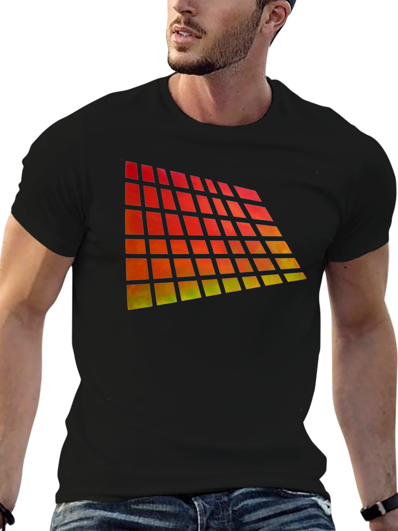 Geometric Gradient Black T-Shirt