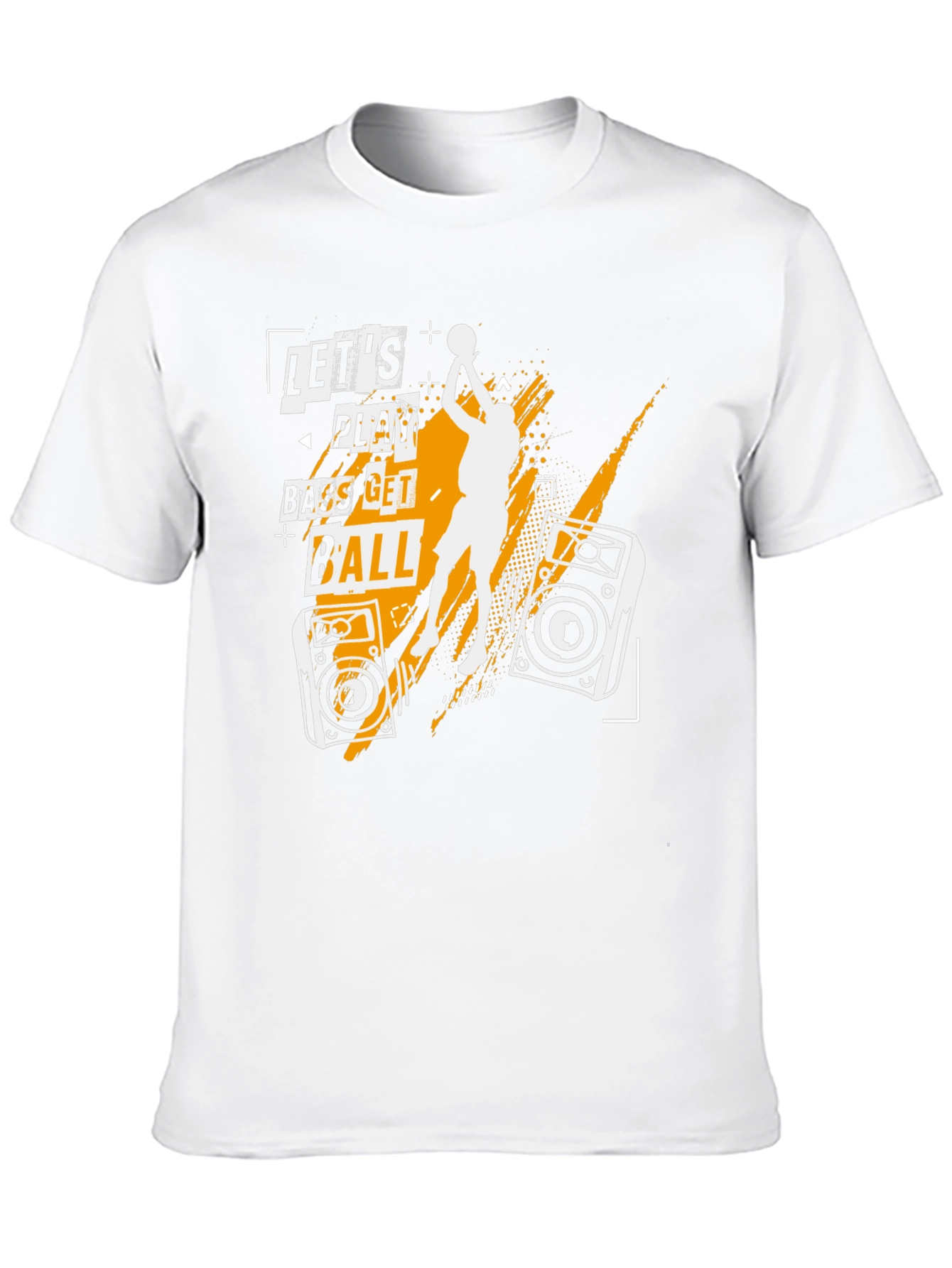 Lets Play Bass Get Ball Black Graphic T-Shirt