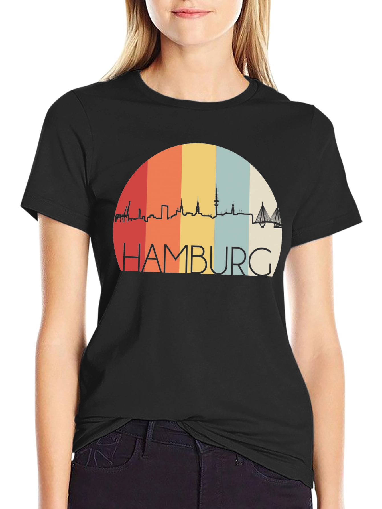 Hamburg Skyline Retro T-Shirt