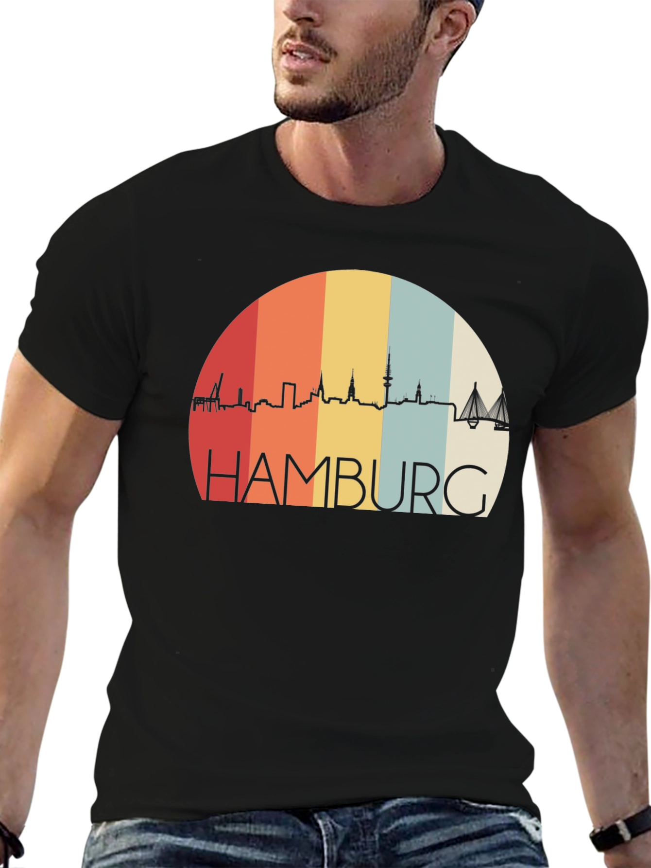 Hamburg Skyline Retro T-Shirt