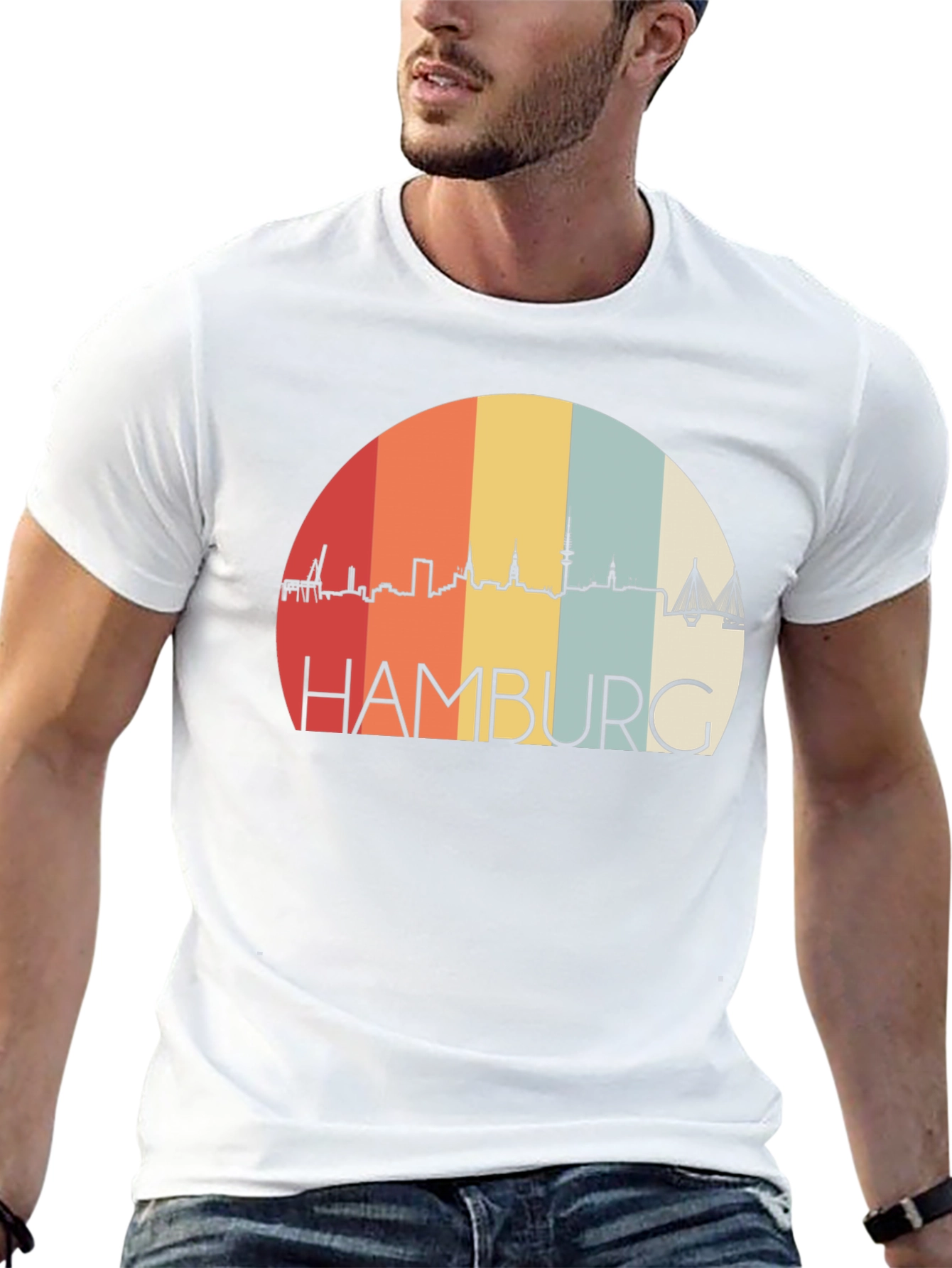 Hamburg Skyline Retro T-Shirt