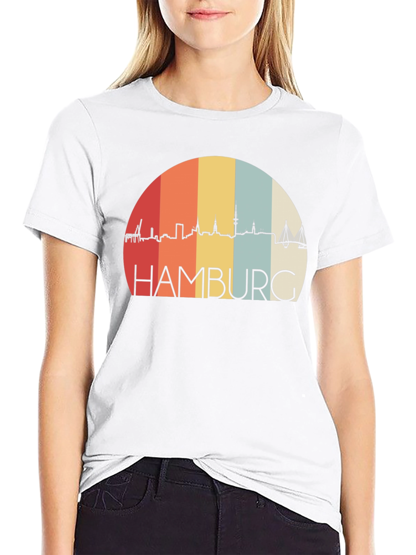 Hamburg Skyline Retro T-Shirt