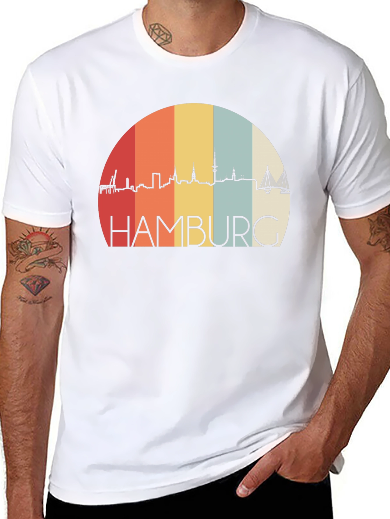 Hamburg Skyline Retro T-Shirt