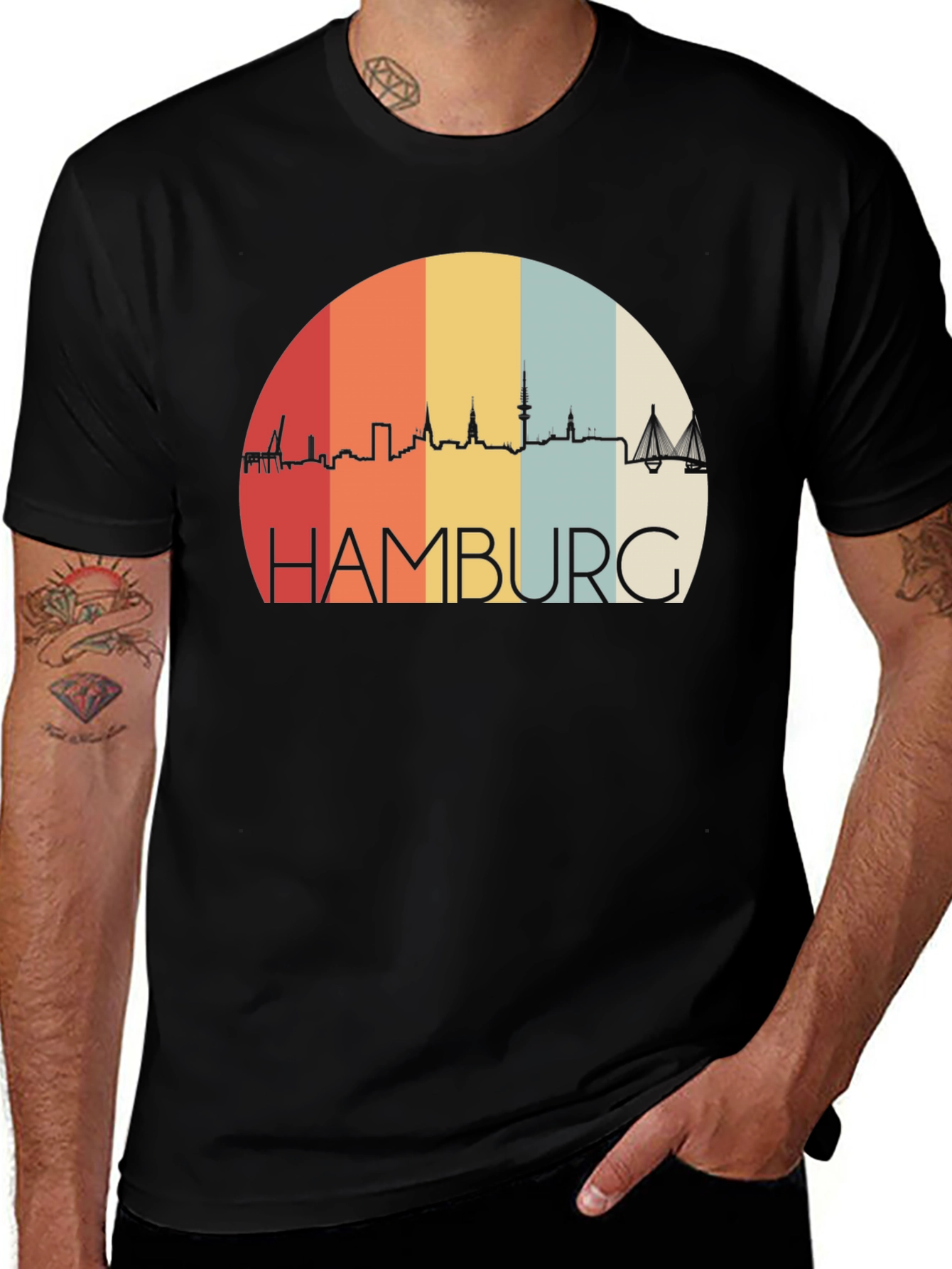 Hamburg Skyline Retro T-Shirt