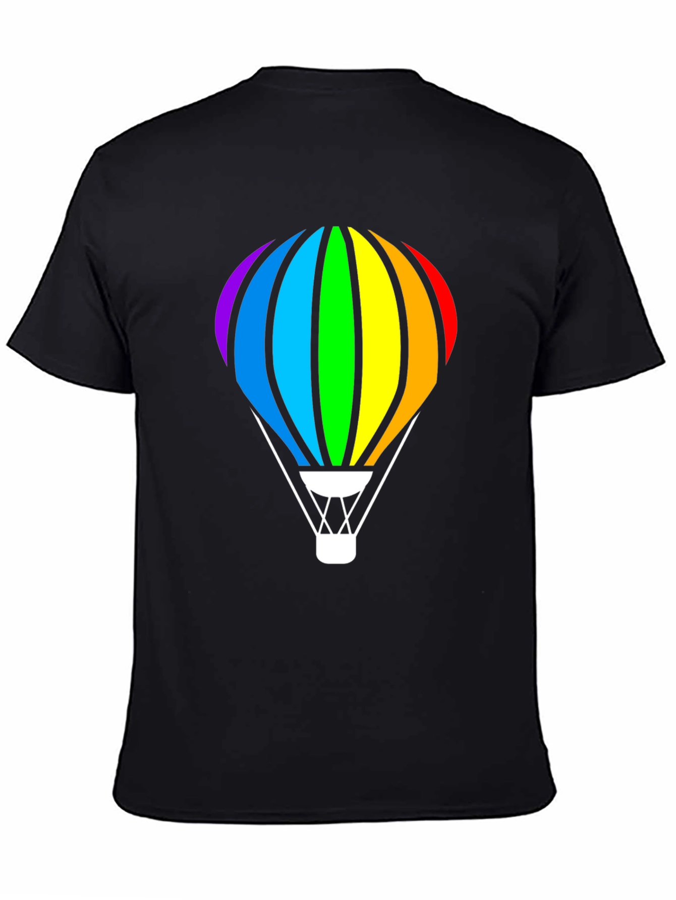 Rainbow Hot Air Balloon Black T-Shirt