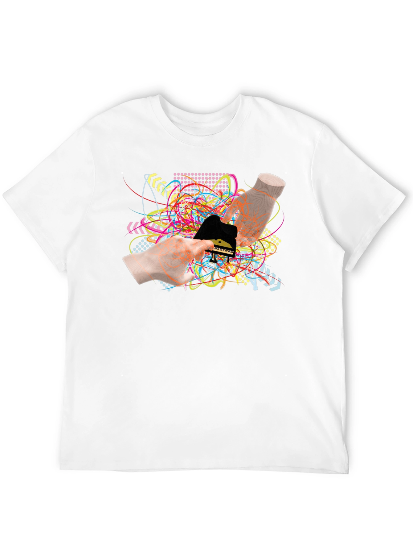 Abstract Piano Graphic Black T-Shirt
