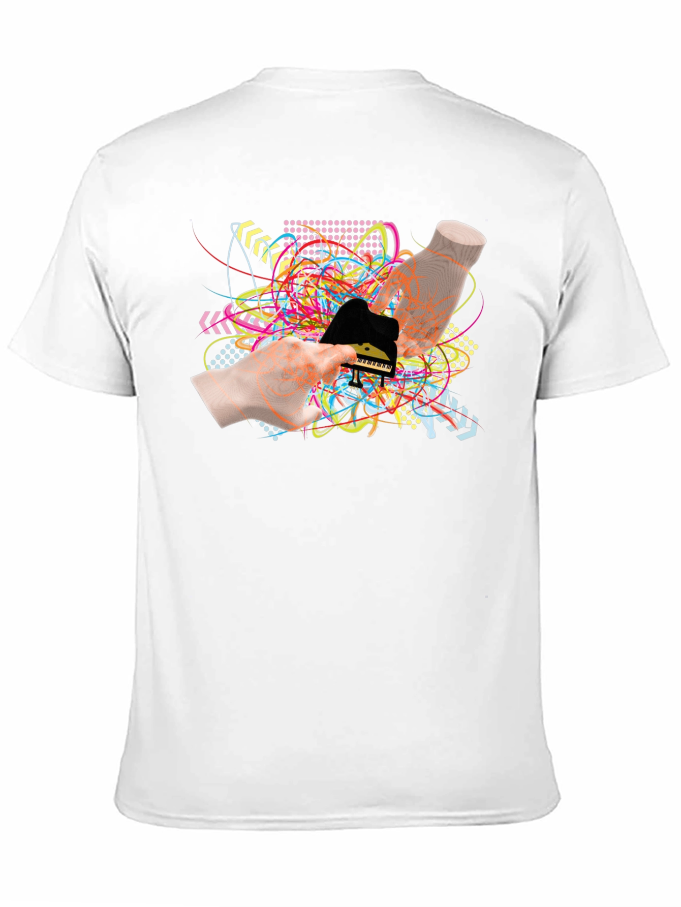 Abstract Piano Graphic Black T-Shirt