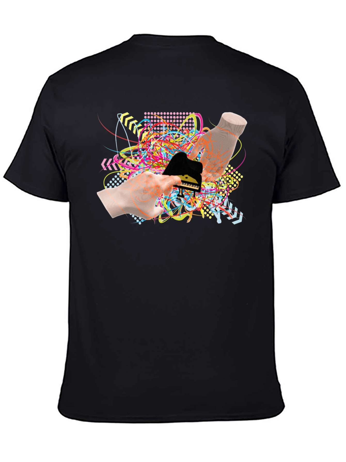 Abstract Piano Graphic Black T-Shirt