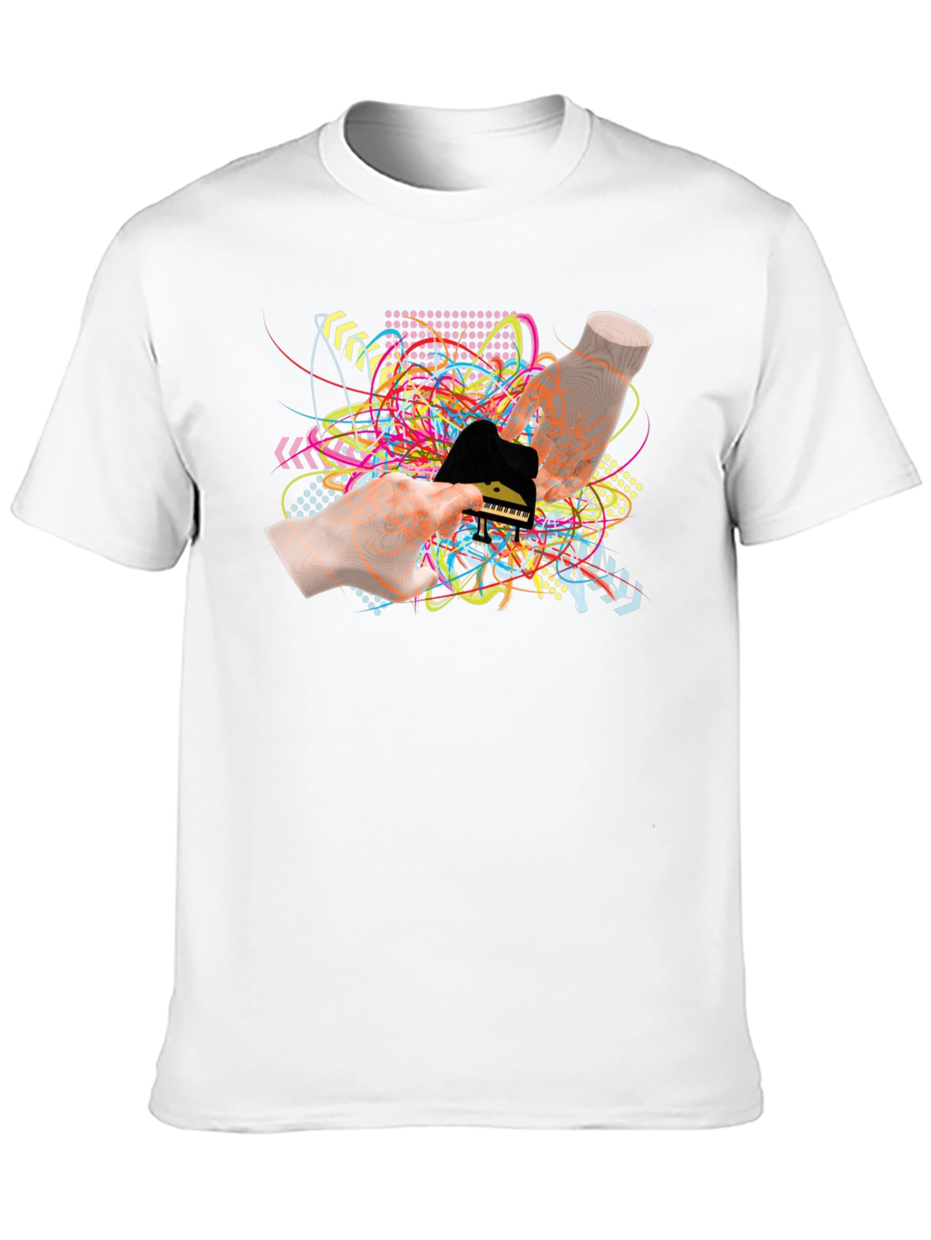 Abstract Piano Graphic Black T-Shirt