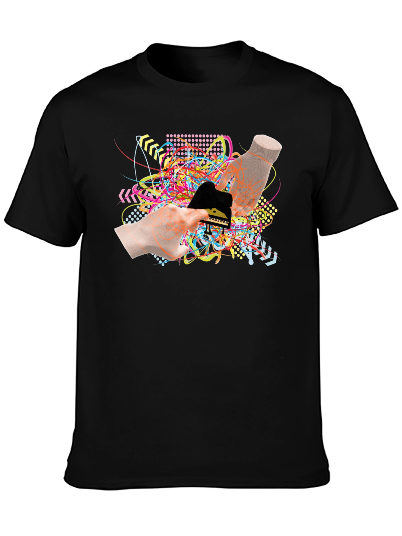Abstract Piano Graphic Black T-Shirt