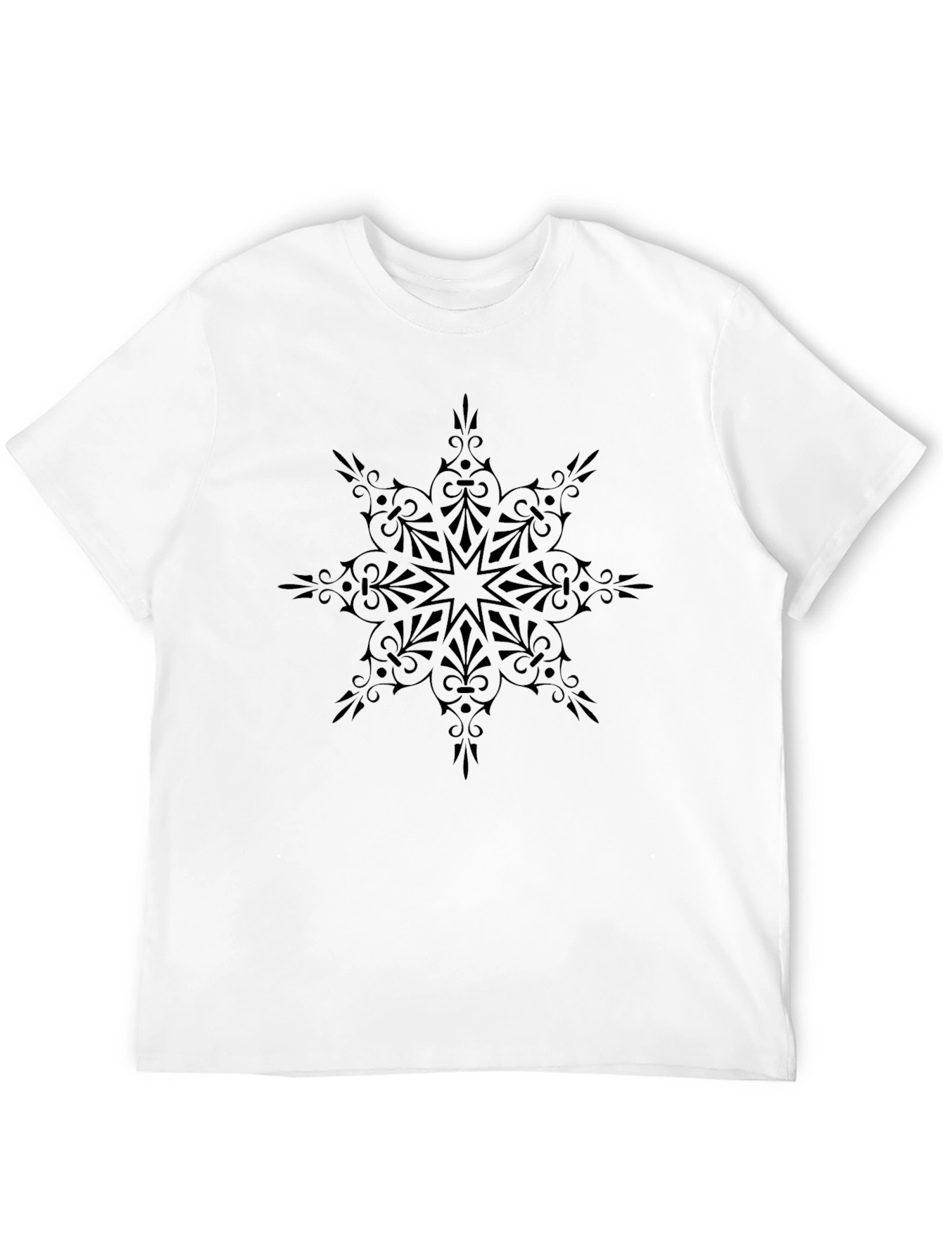 Elegant Black Floral Mandala Graphic Tee