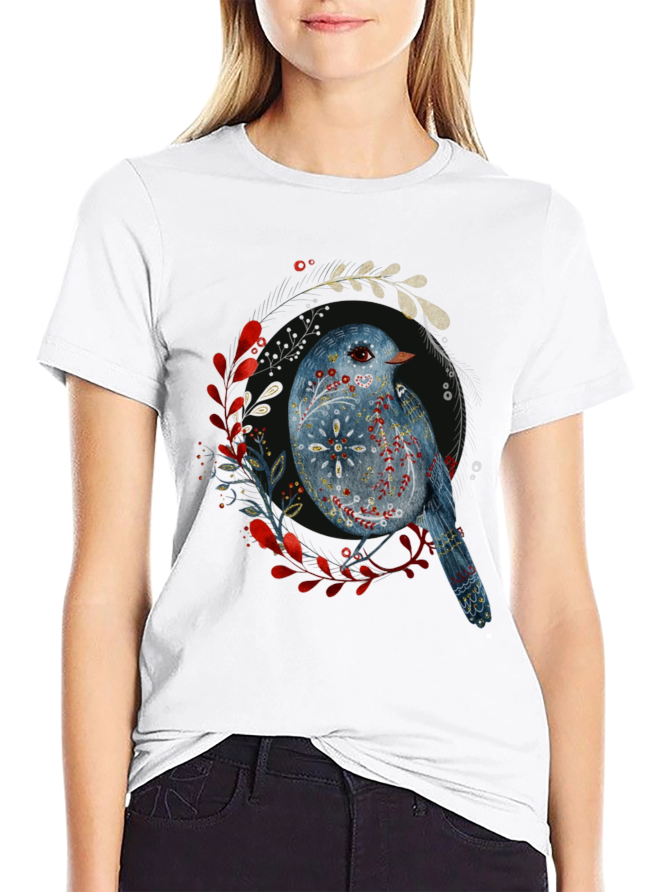 Artistic Bird Graphic T-Shirt