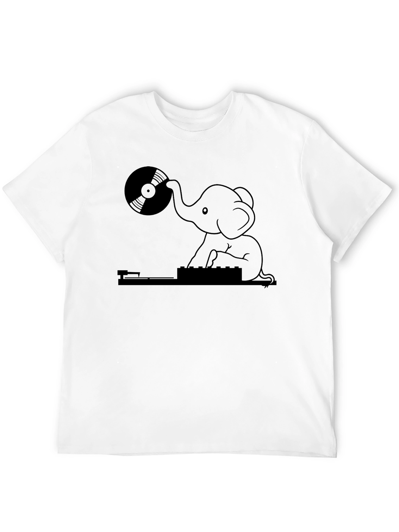 DJ Elephant Graphic Tee - Black Casual T-Shirt