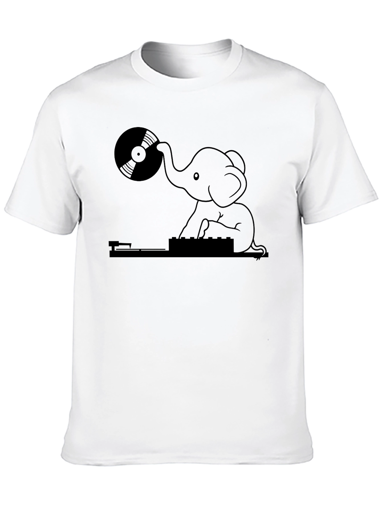 DJ Elephant Graphic Tee - Black Casual T-Shirt
