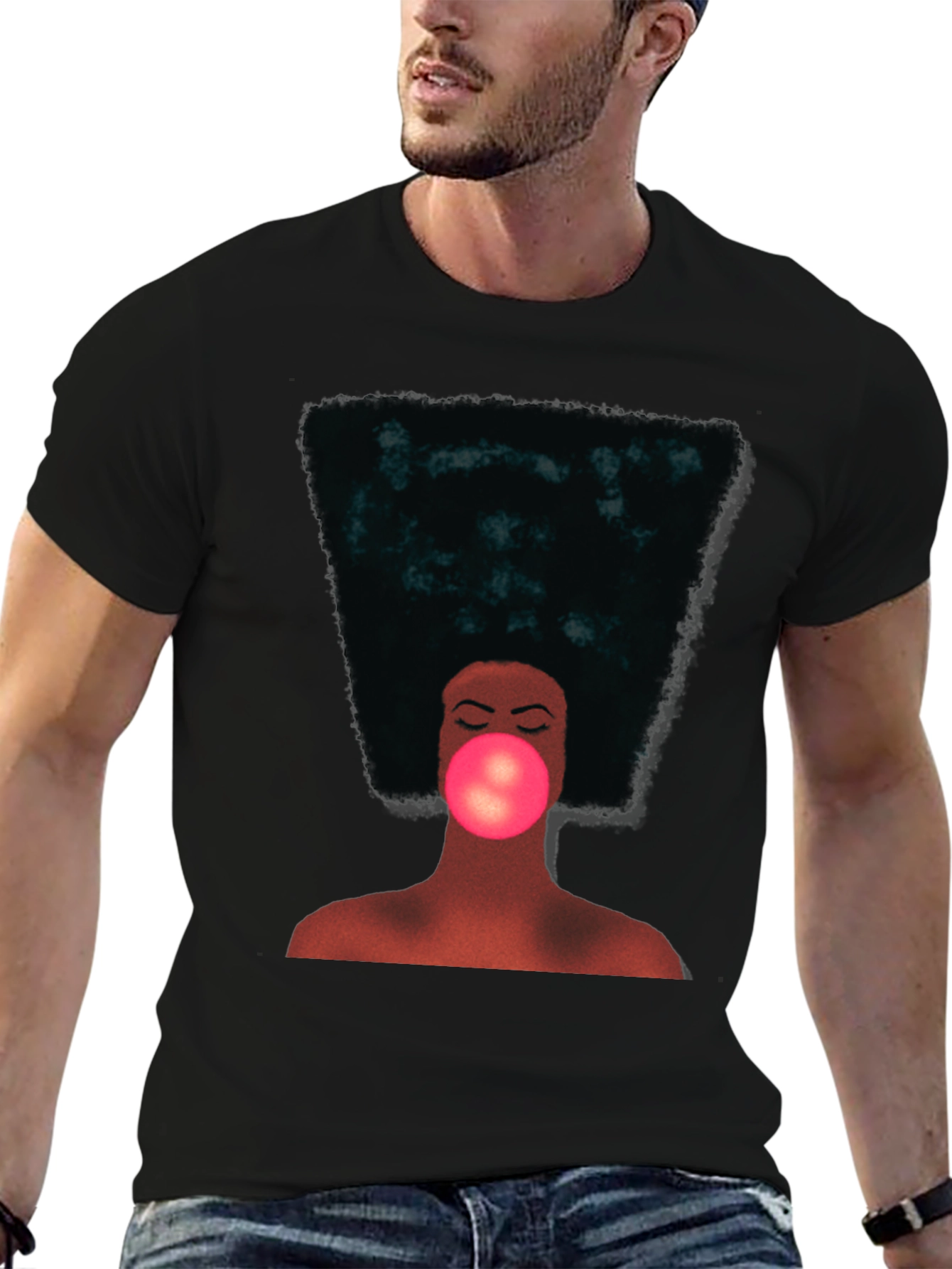 Black Afro Bubble Gum T-Shirt