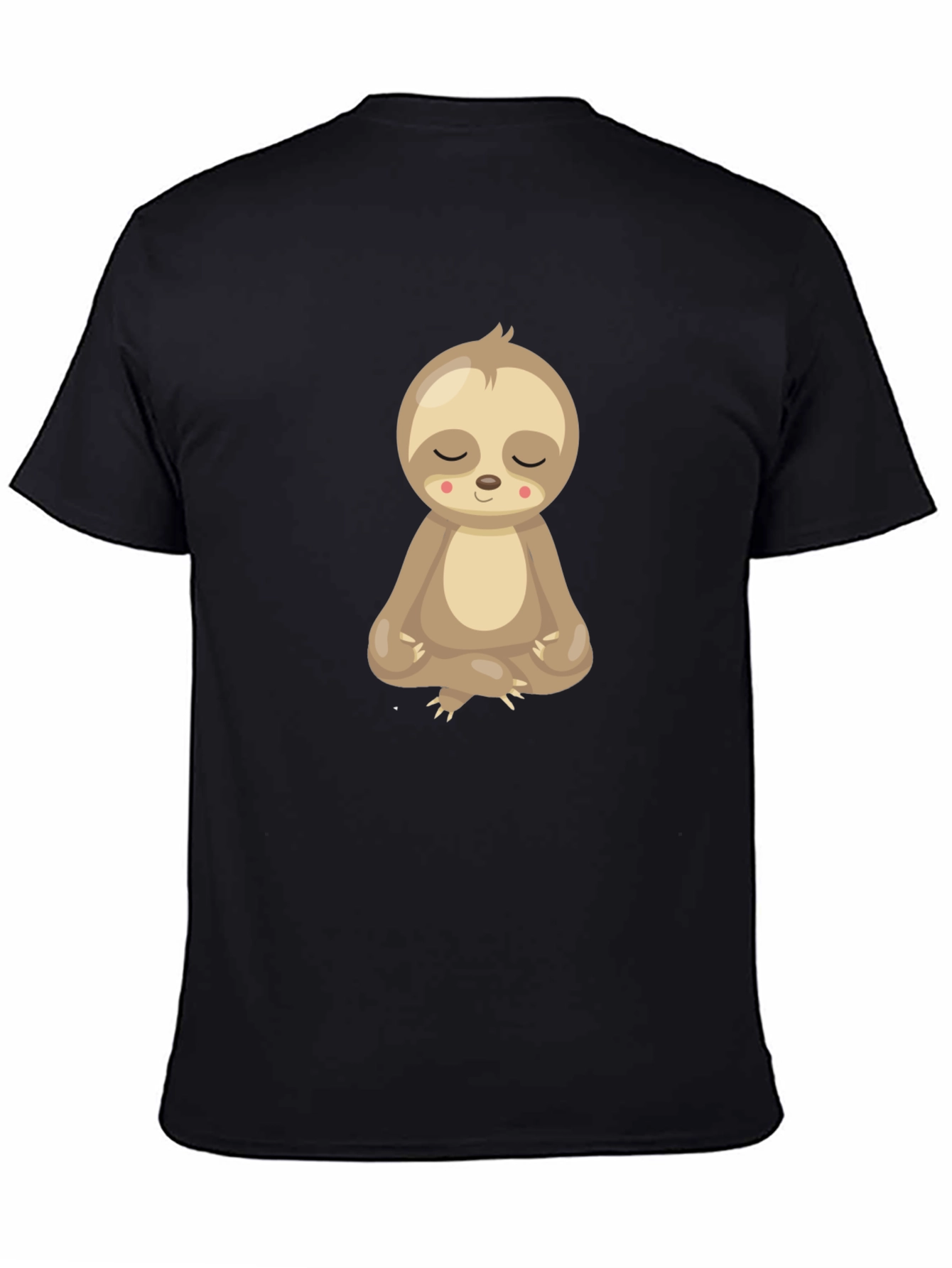 Meditating Sloth Graphic Tee - Relaxed Fit Black T-Shirt